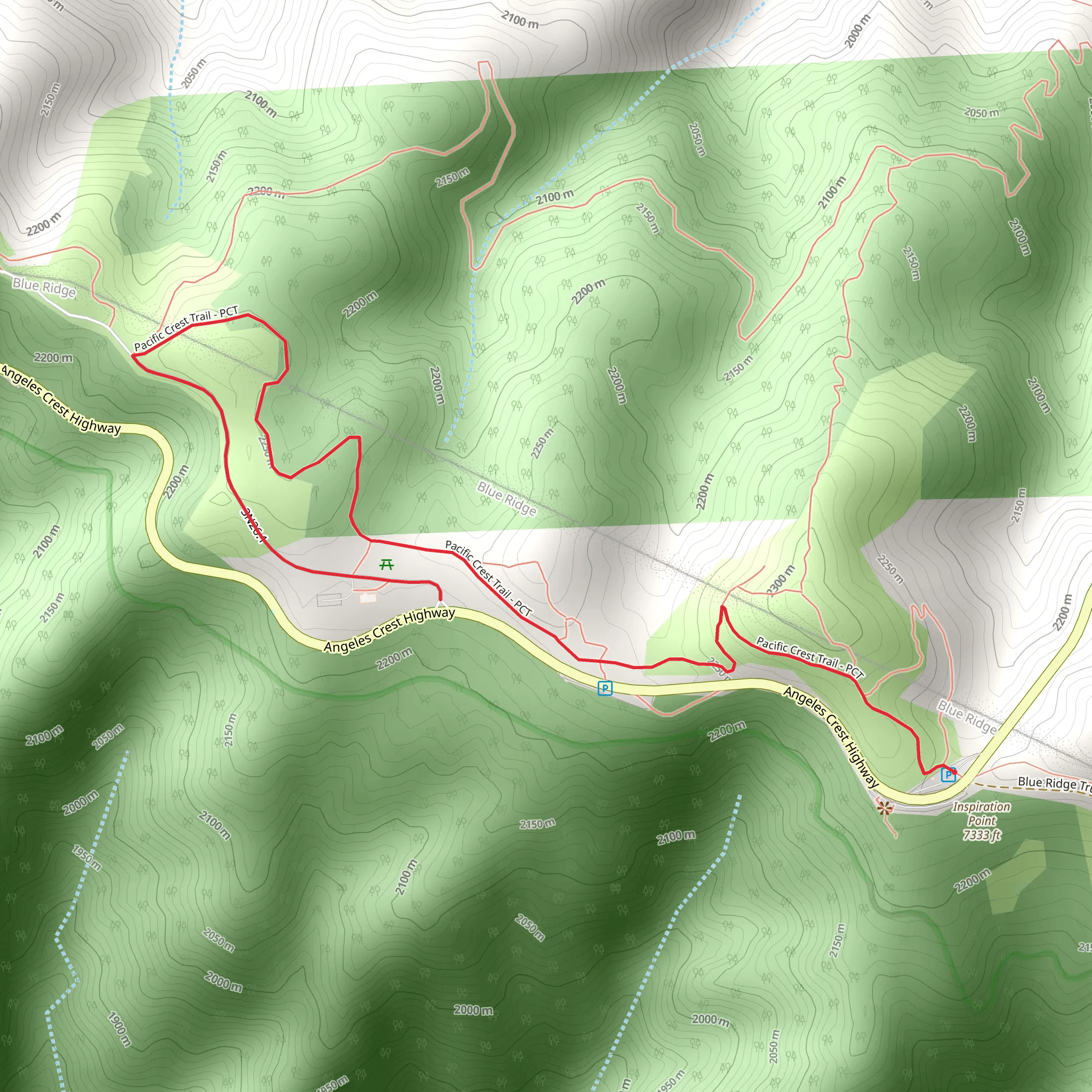 Grassy Hollow Vistor Center via PCT mobile static map