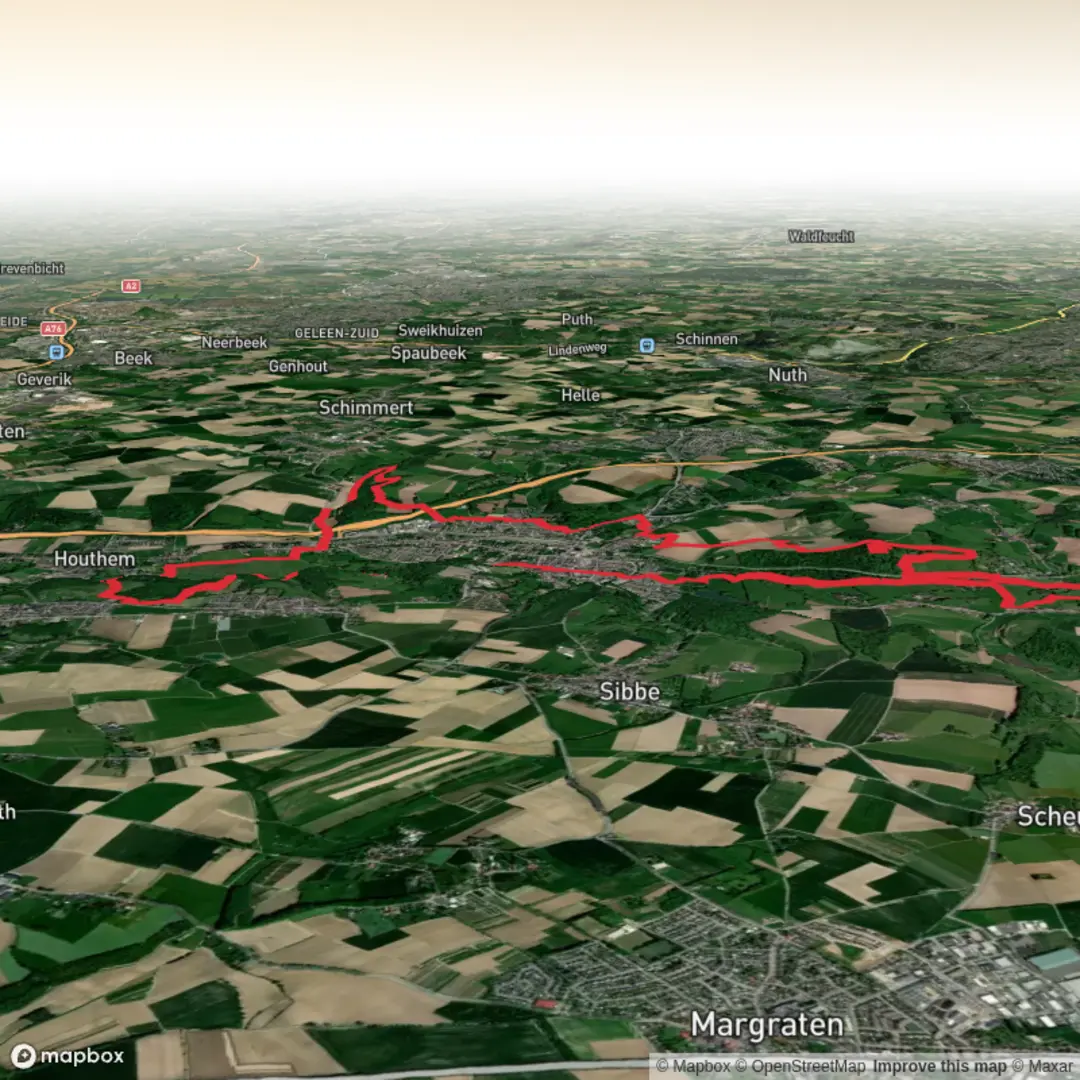 An image depicting the trail Krulsweg op de Schaelsberg and Ravensbosch via Valkenburg and its surrounding area.