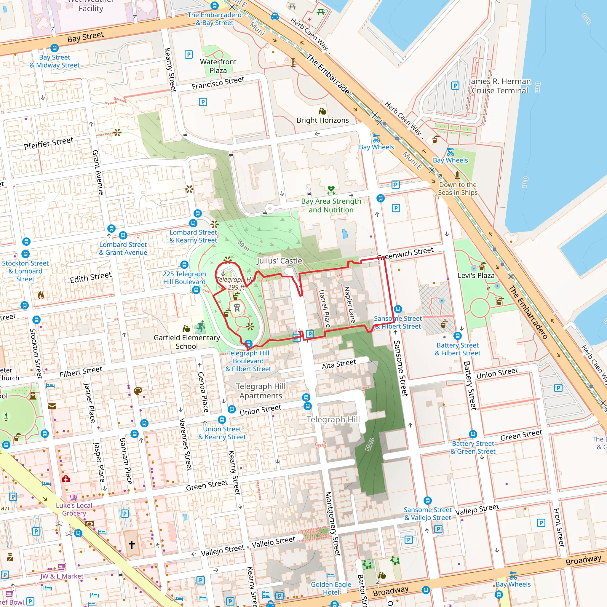 Telegraph Hill Loop mobile static map