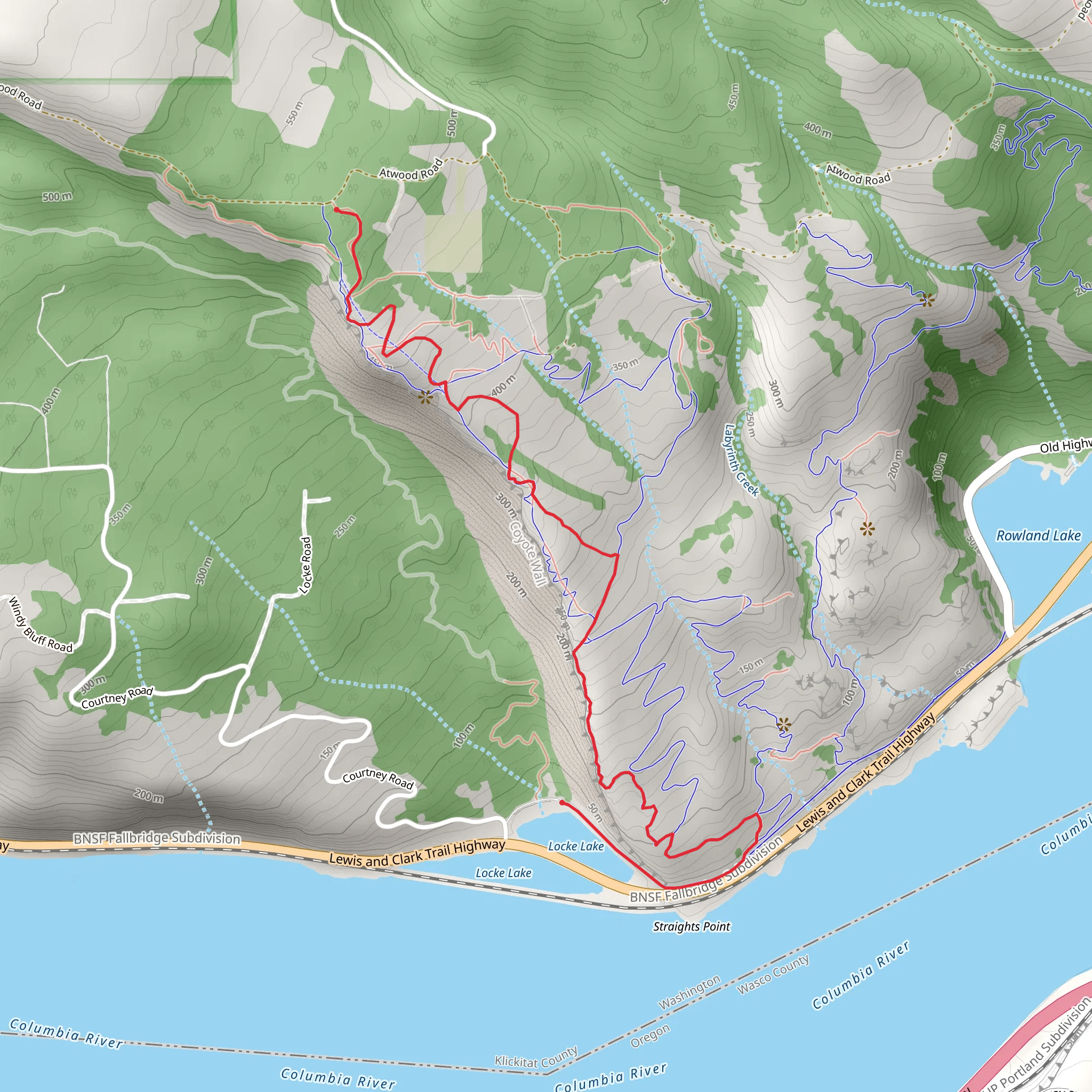 Coyote Wall Trail mobile static map