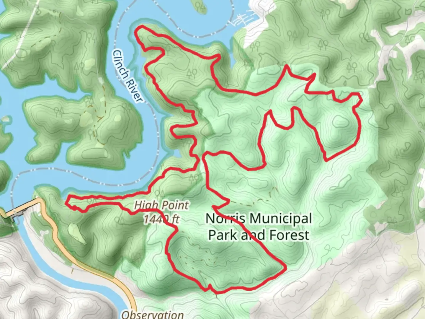 An image depicting the trail Lake View Trail, Clear Creek and High Point Loop and its surrounding area.
