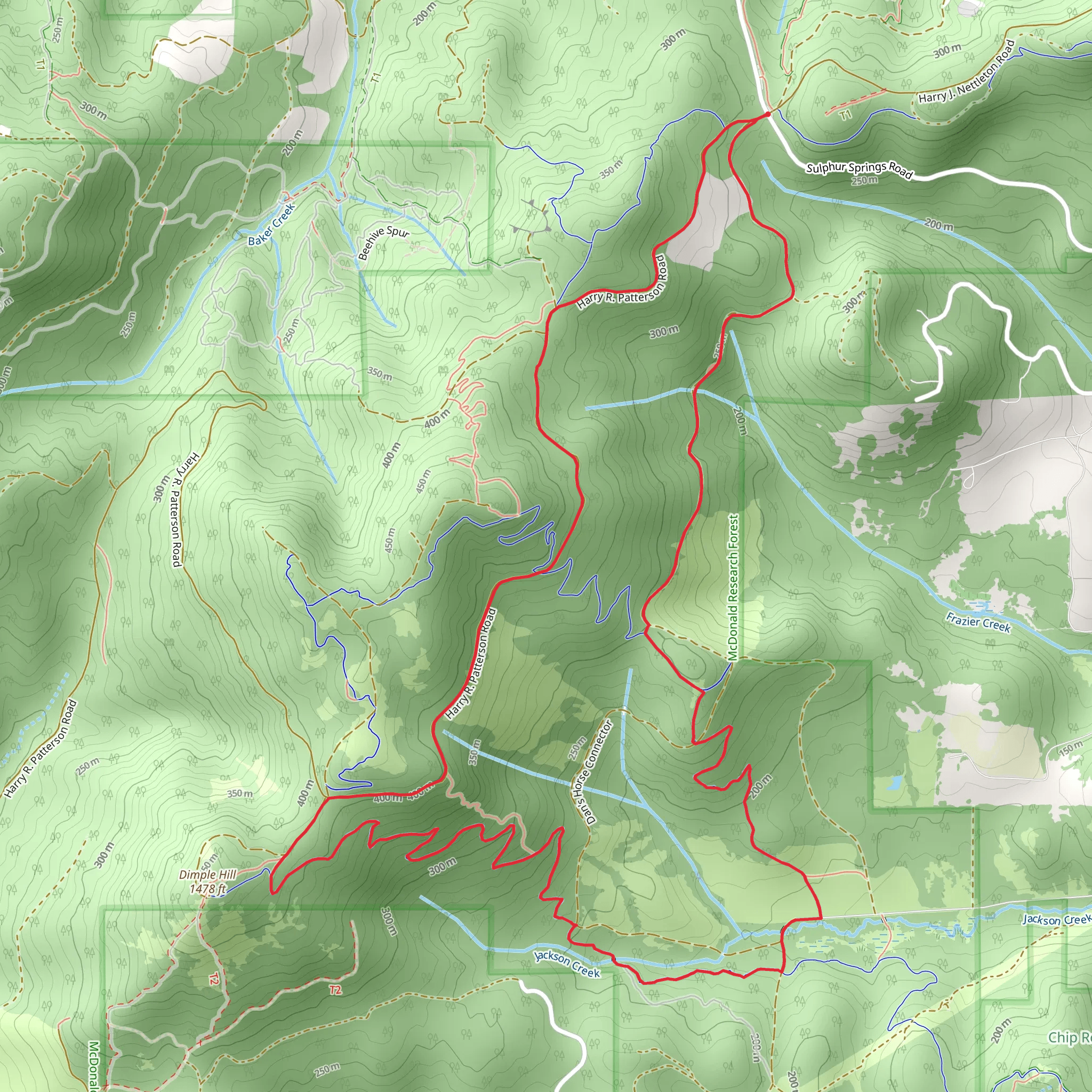 Upper Dan's and Lower Horse Loop Trail from Lewisburg Saddle mobile static map