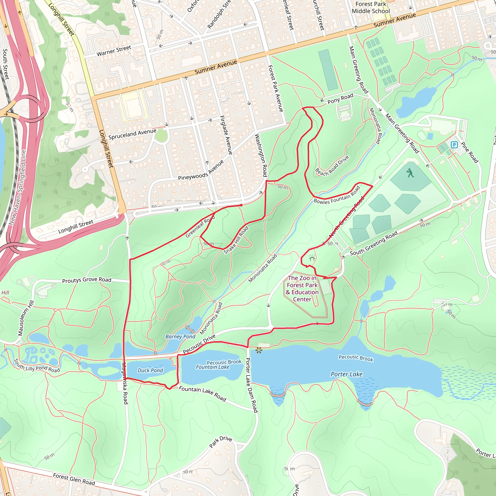 Barney Pond and Forest Park Loop Trail mobile static map