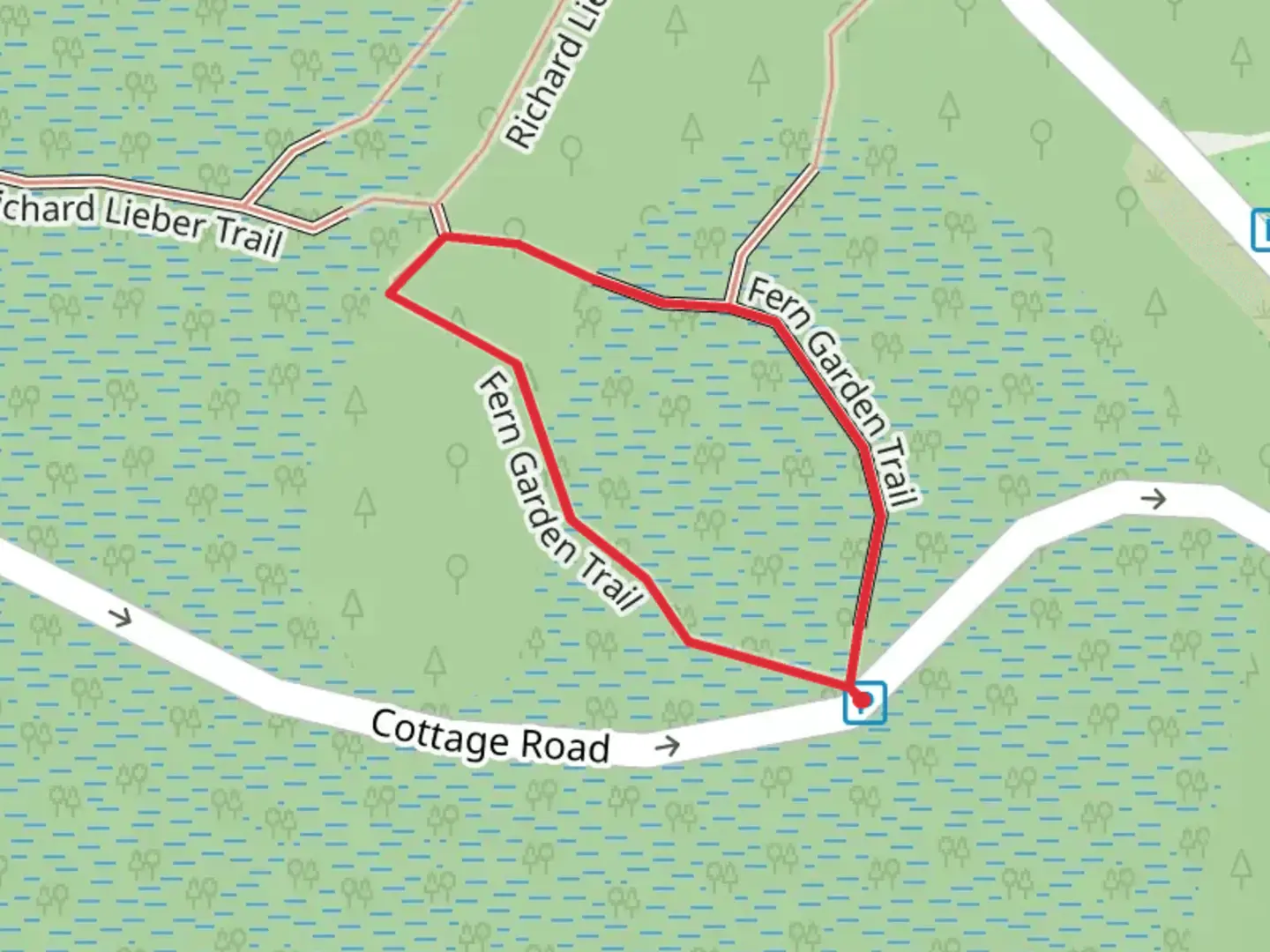 An image depicting the trail Fern Garden Loop Trail and its surrounding area.