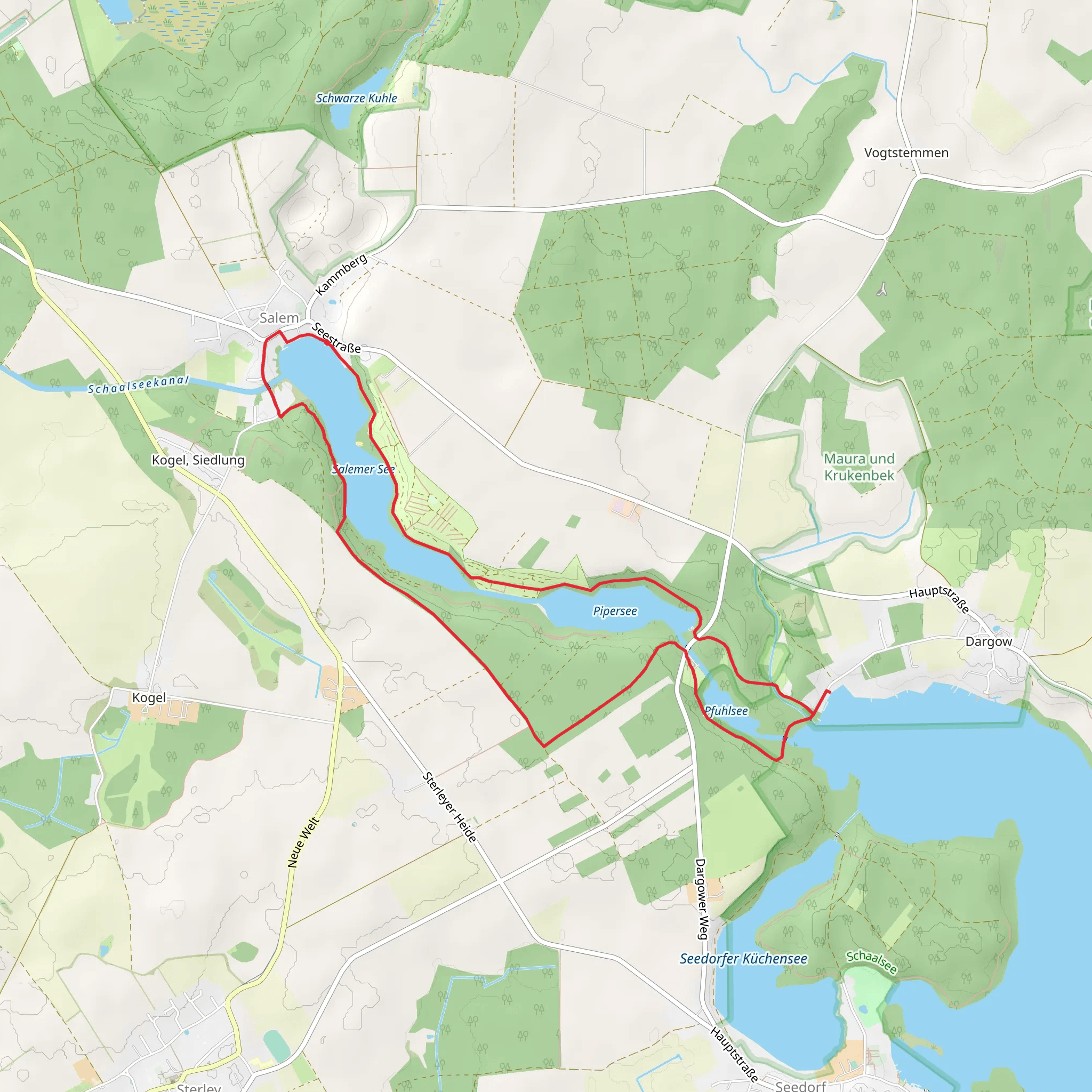 Salemer See, Pipersee and Pfuhlsee Loop mobile static map