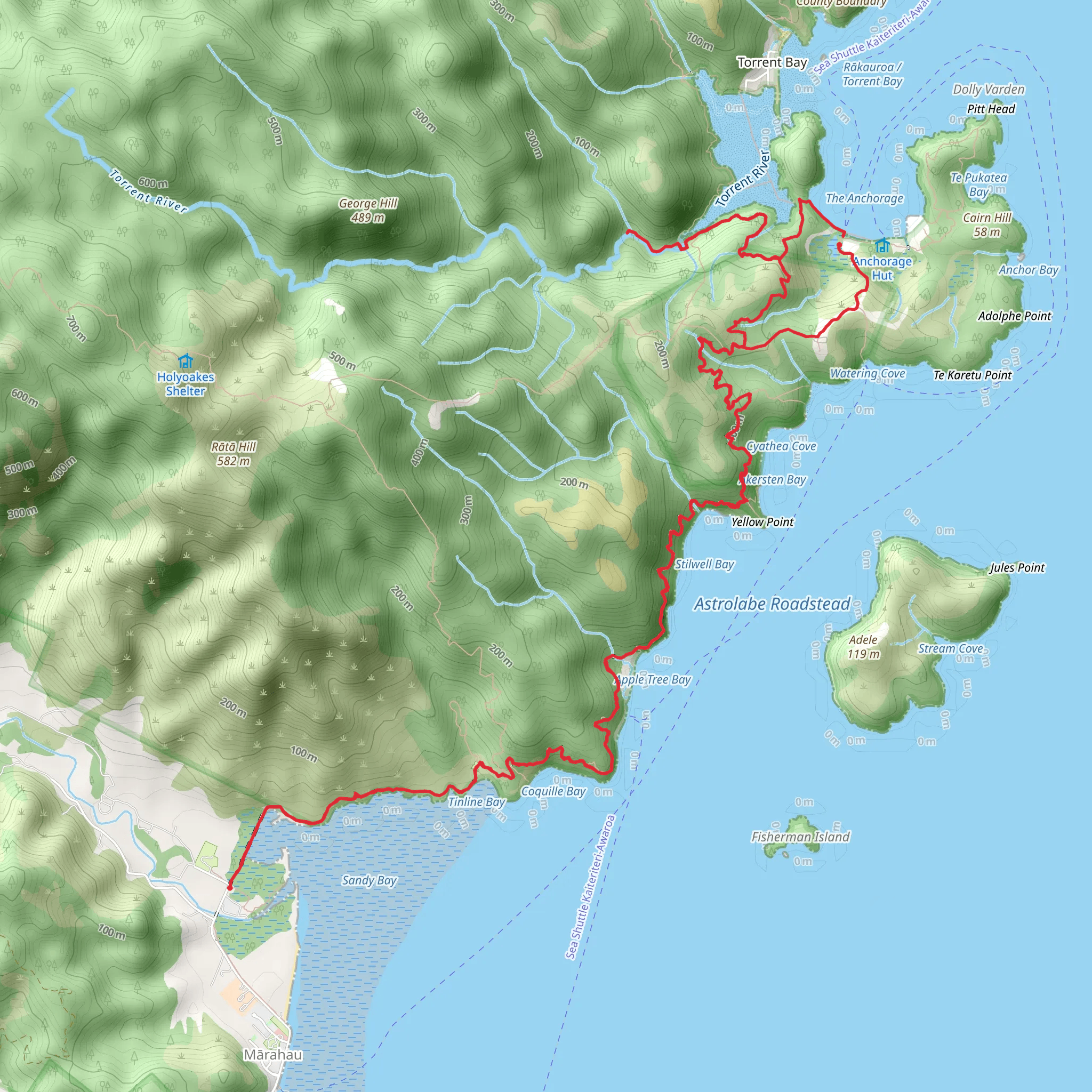 Cleopatra's Pool via Abel Tasman Coastal Track mobile static map
