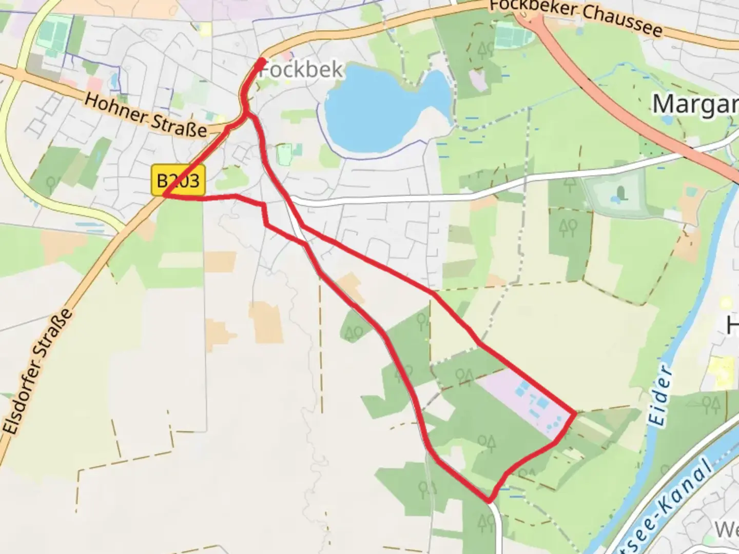 An image depicting the trail Rundweg Posthof and klint and its surrounding area.