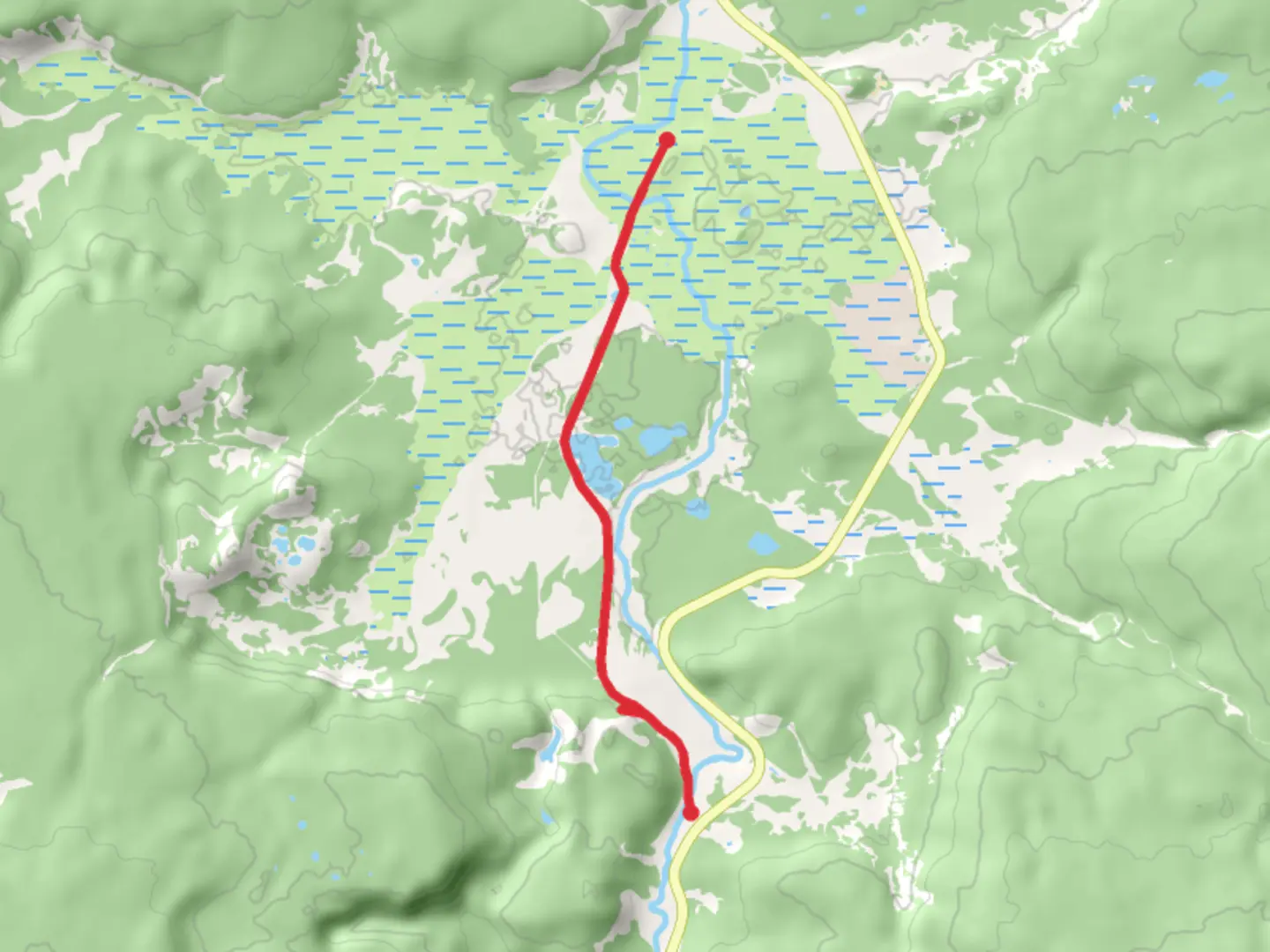 An image depicting the trail Fairy Falls, Grand Prismatic Overlook and Sentinel Meadows Trail and its surrounding area.