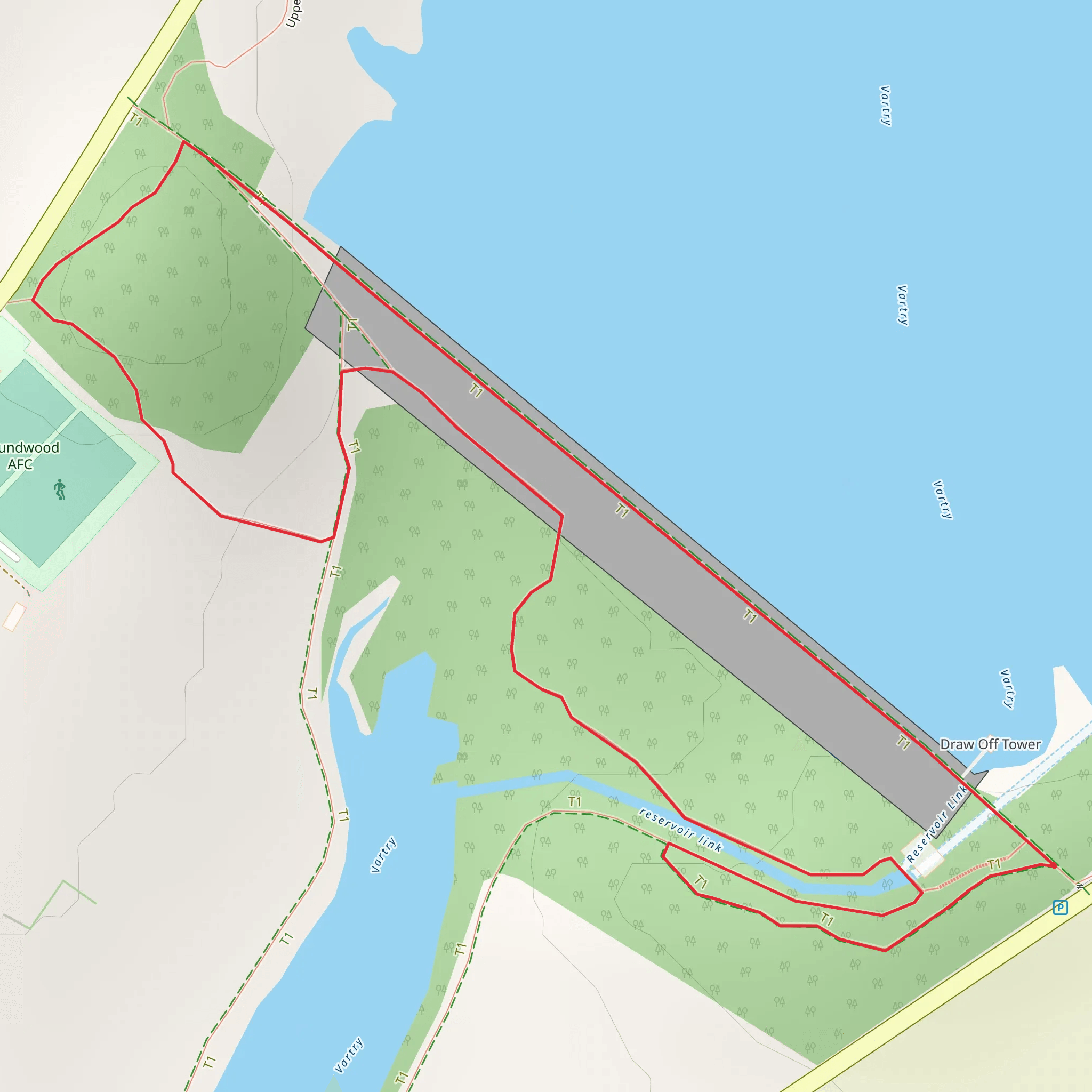 Roundwood Reservoir Woodpecker Trail mobile static map