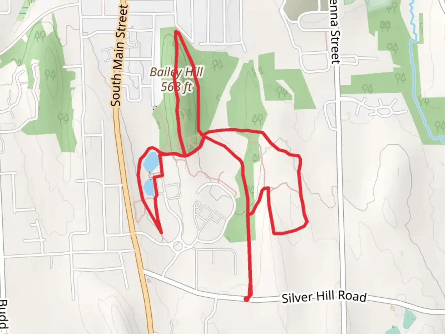 An image depicting the trail Bailey Hill Loop Trail and its surrounding area.