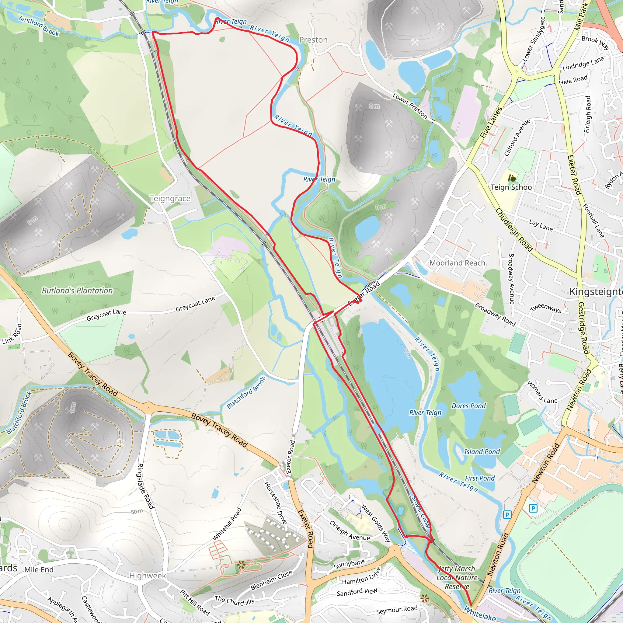 Teign Bridge and Stover Canal mobile static map