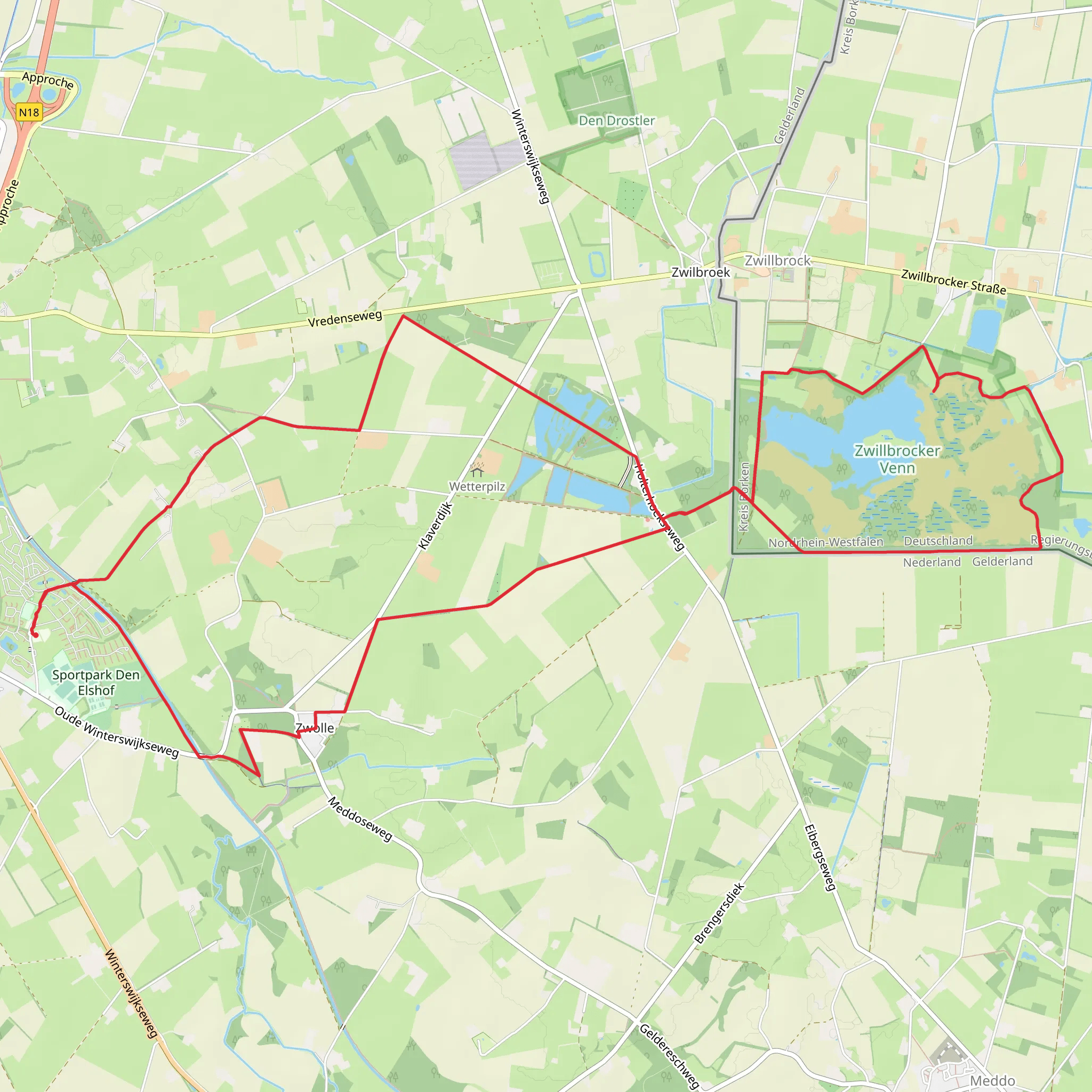 Marveld Groen, Noaberpad and Rundwanderweg Zwillbrocker Venn Loop mobile static map