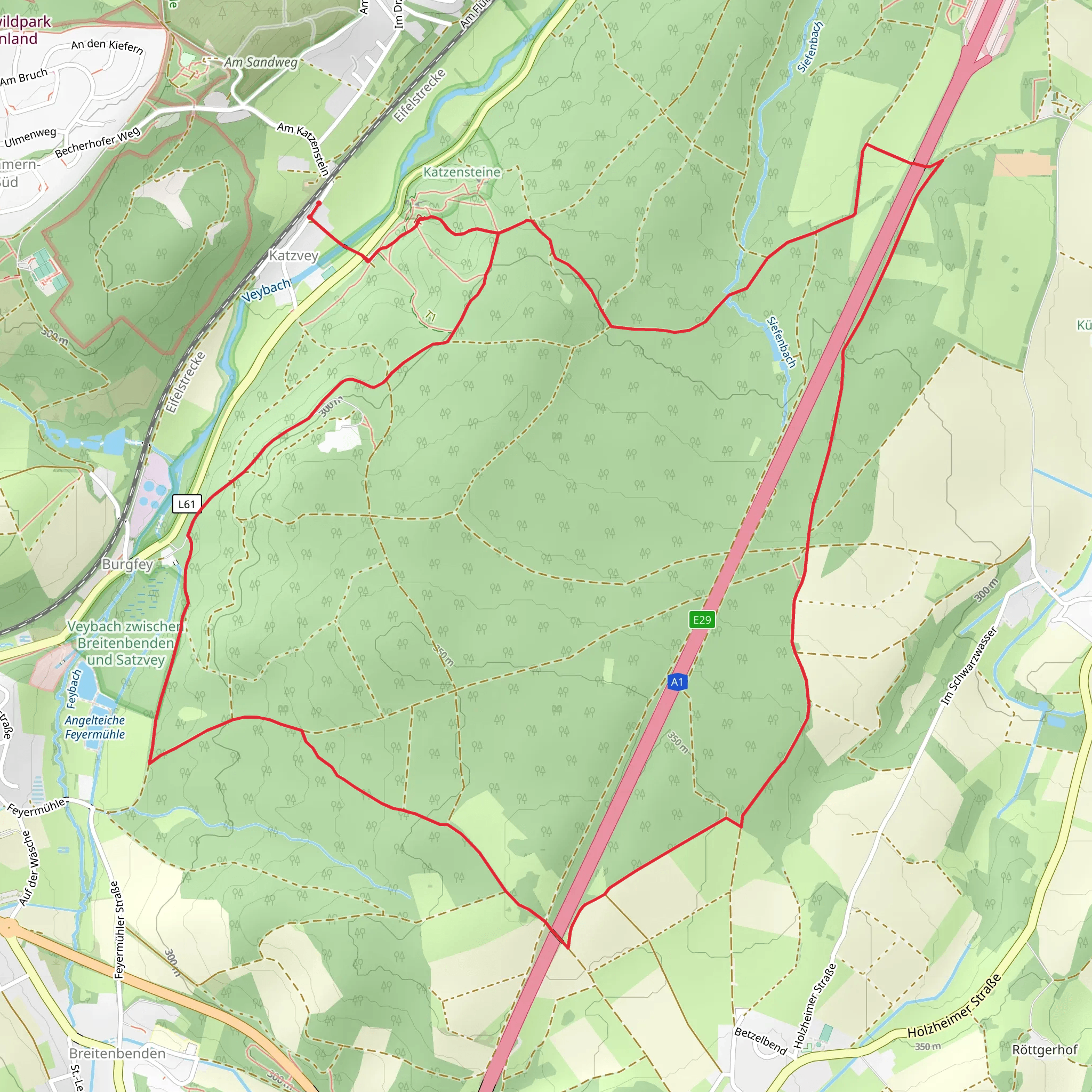 Roemerkanal Wanderweg and Wachendorf Rundweg mobile static map