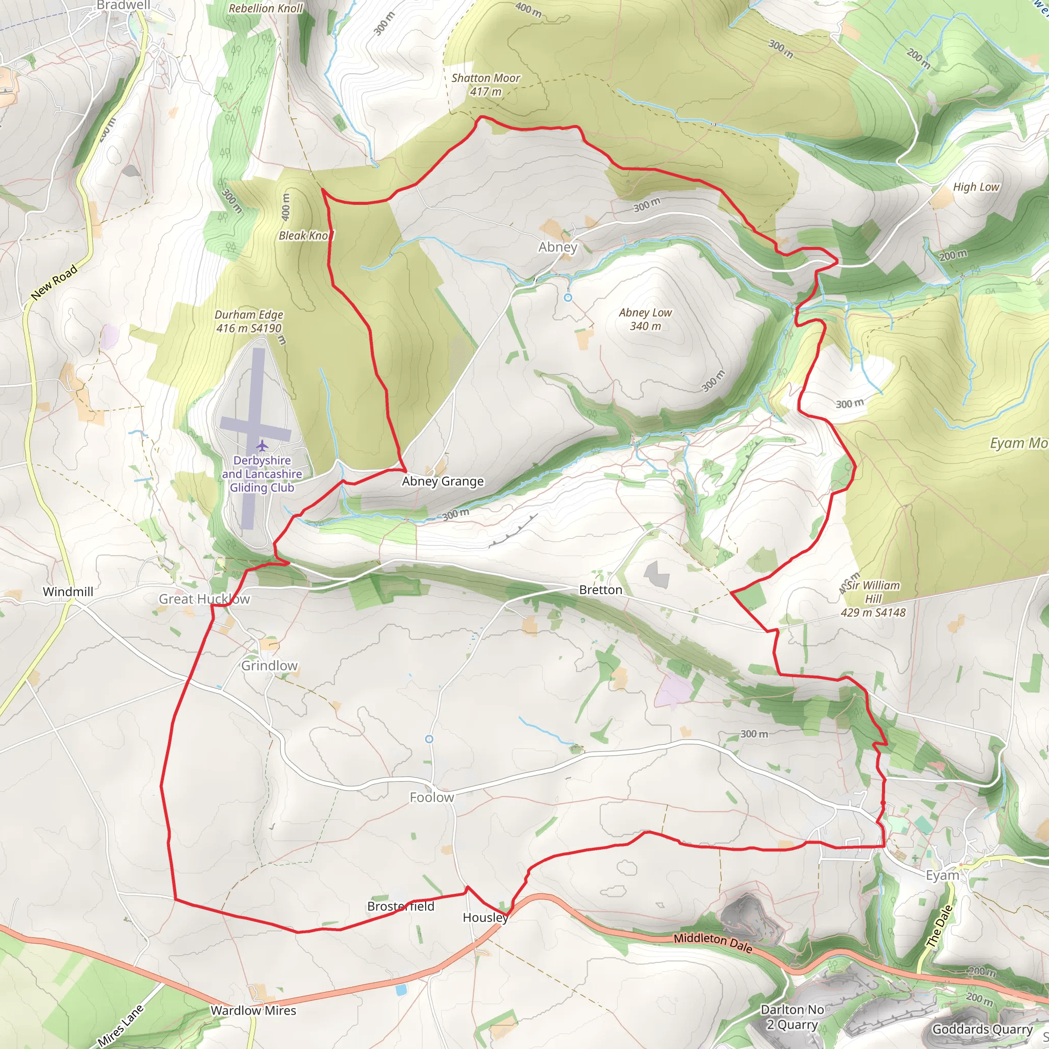 Eyam to Great Hucklow Loop mobile static map
