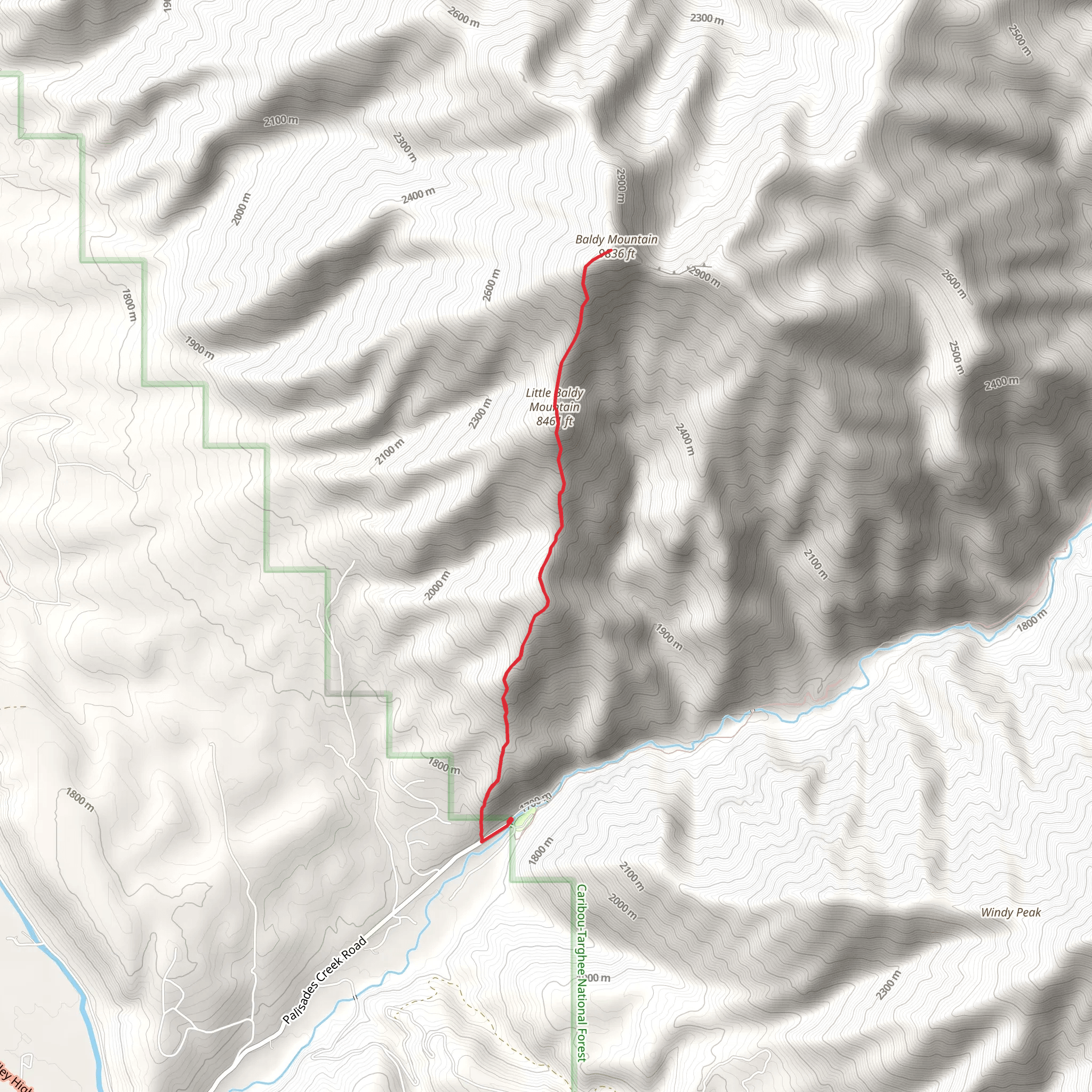 Baldy Mountain from Palisades Creek Road mobile static map