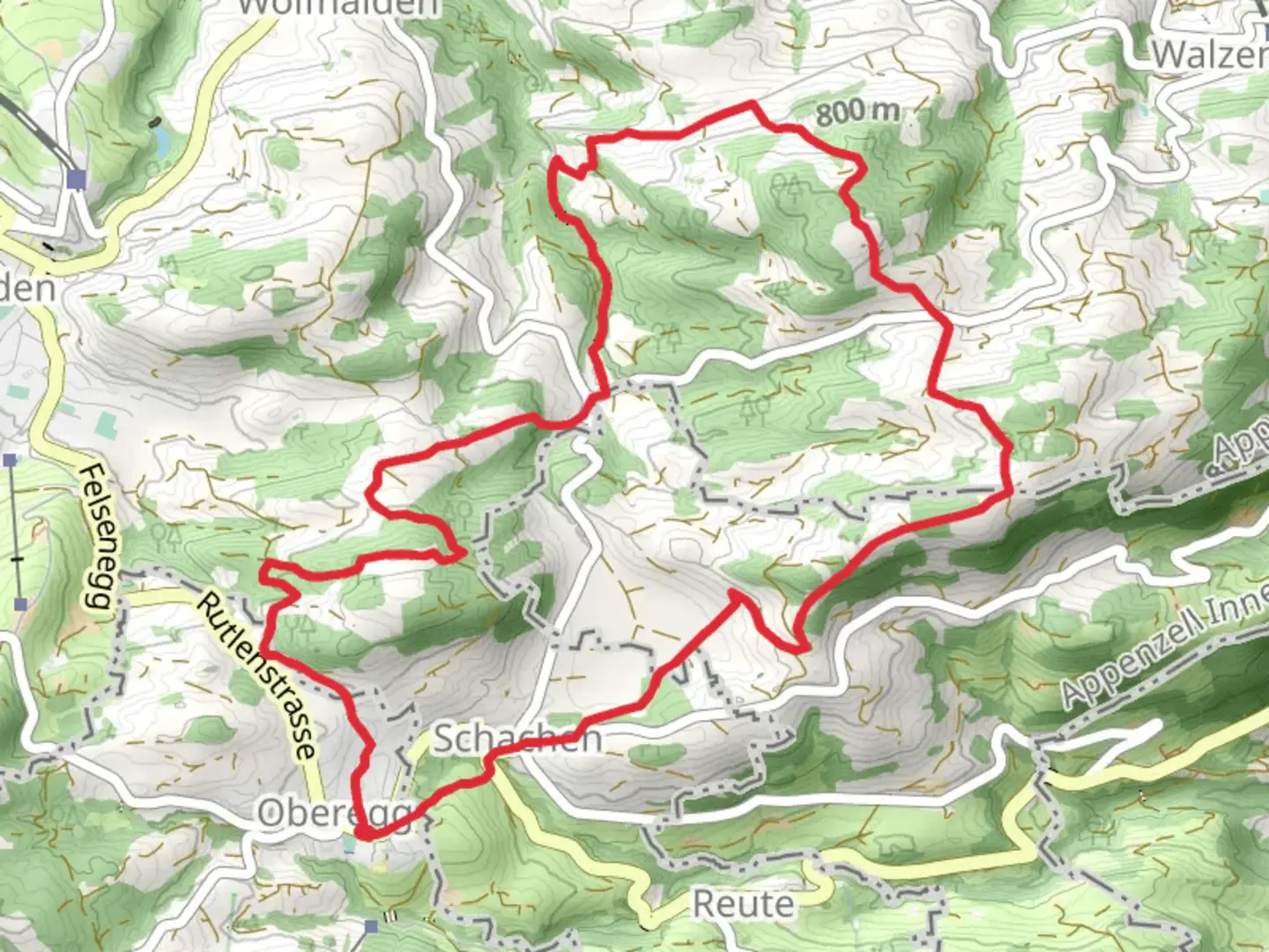 An image depicting the trail Oberegg to Appenzeller Vorderland Loop and its surrounding area.