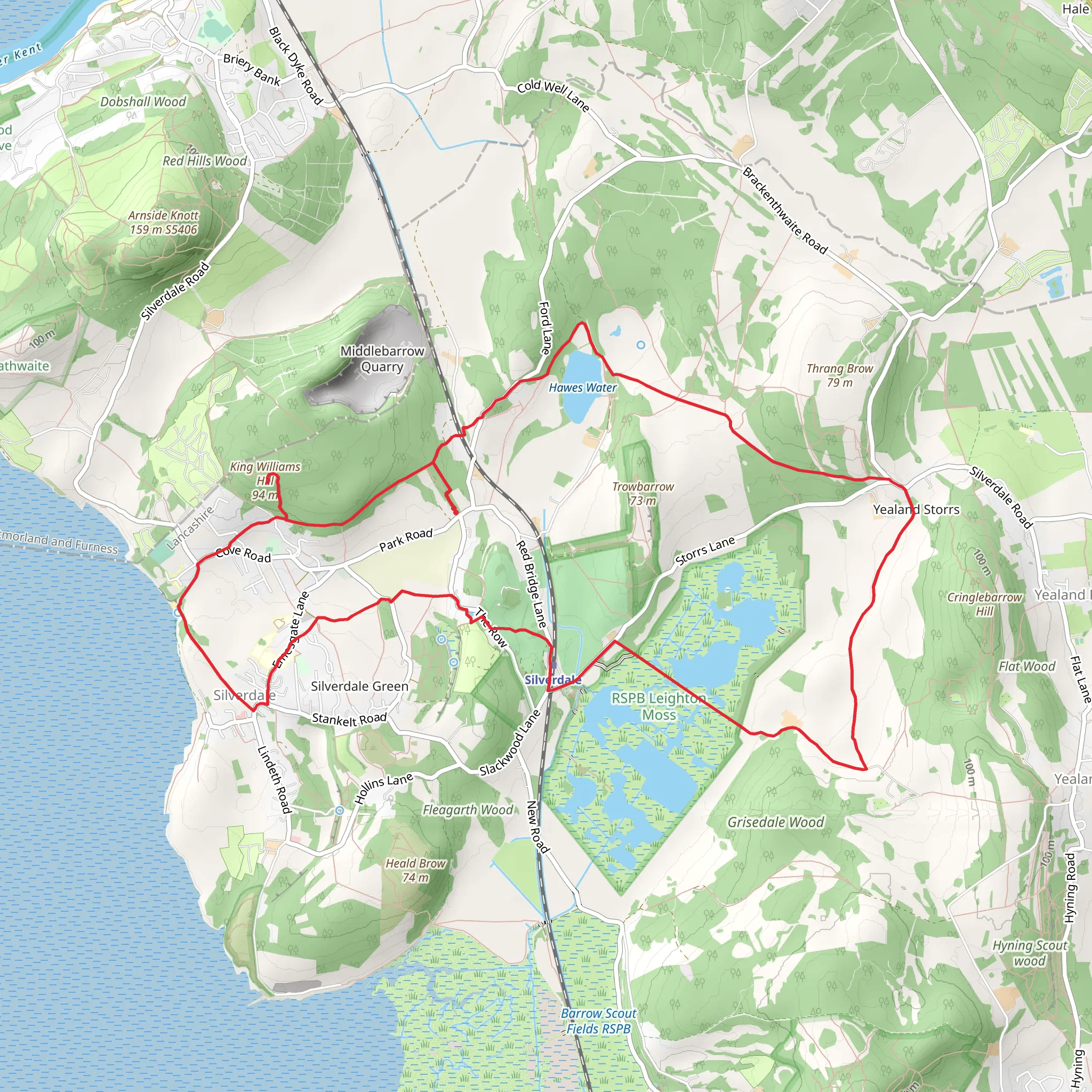 Silverdale and Yealand Storrs Loop mobile static map