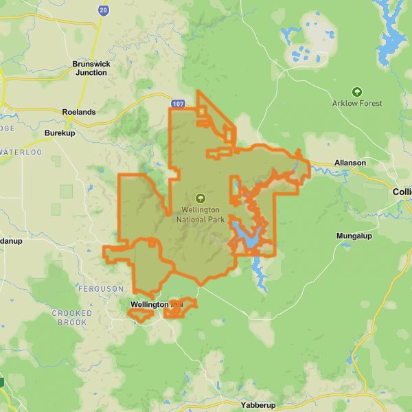 Wellington National Park mobile static map