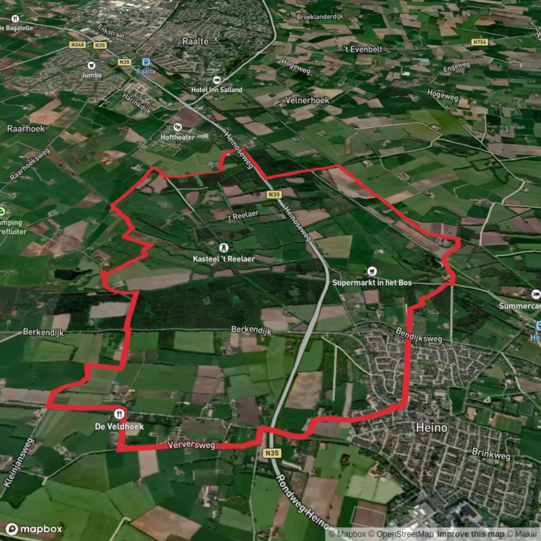 An image depicting the trail Raalter Woold and Jacobsgat via Sallandpad and its surrounding area.