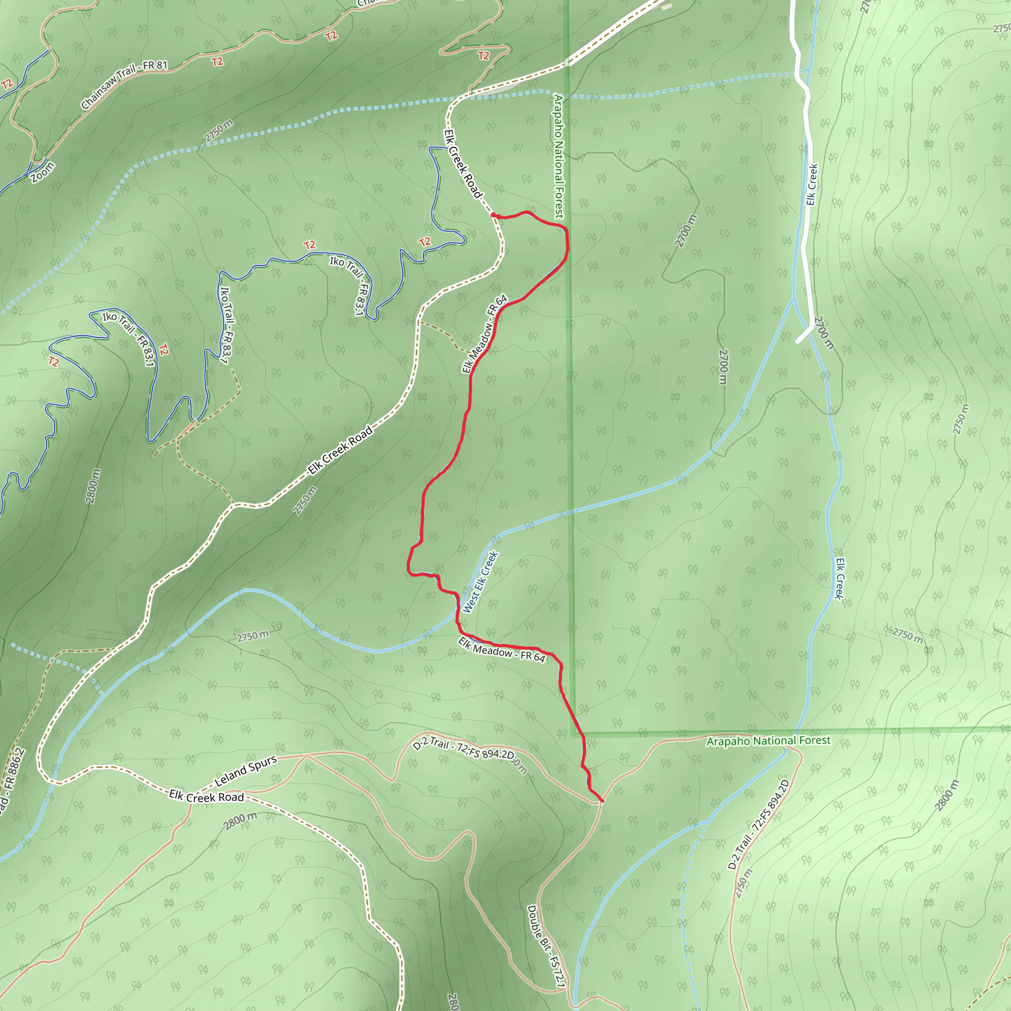 Elk Meadow Trail mobile static map
