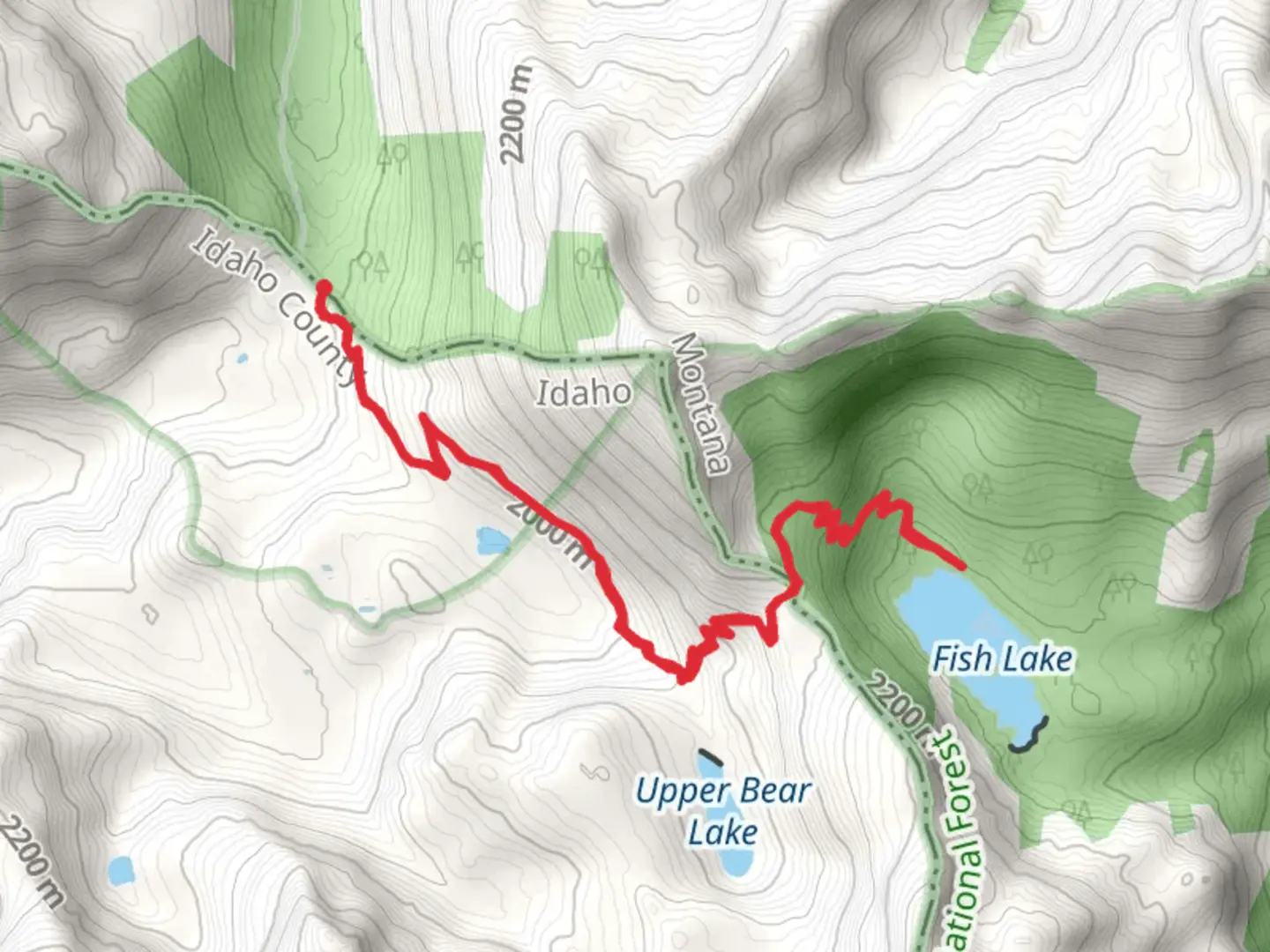 An image depicting the trail Fish Lake and Lower Bear Lake and its surrounding area.
