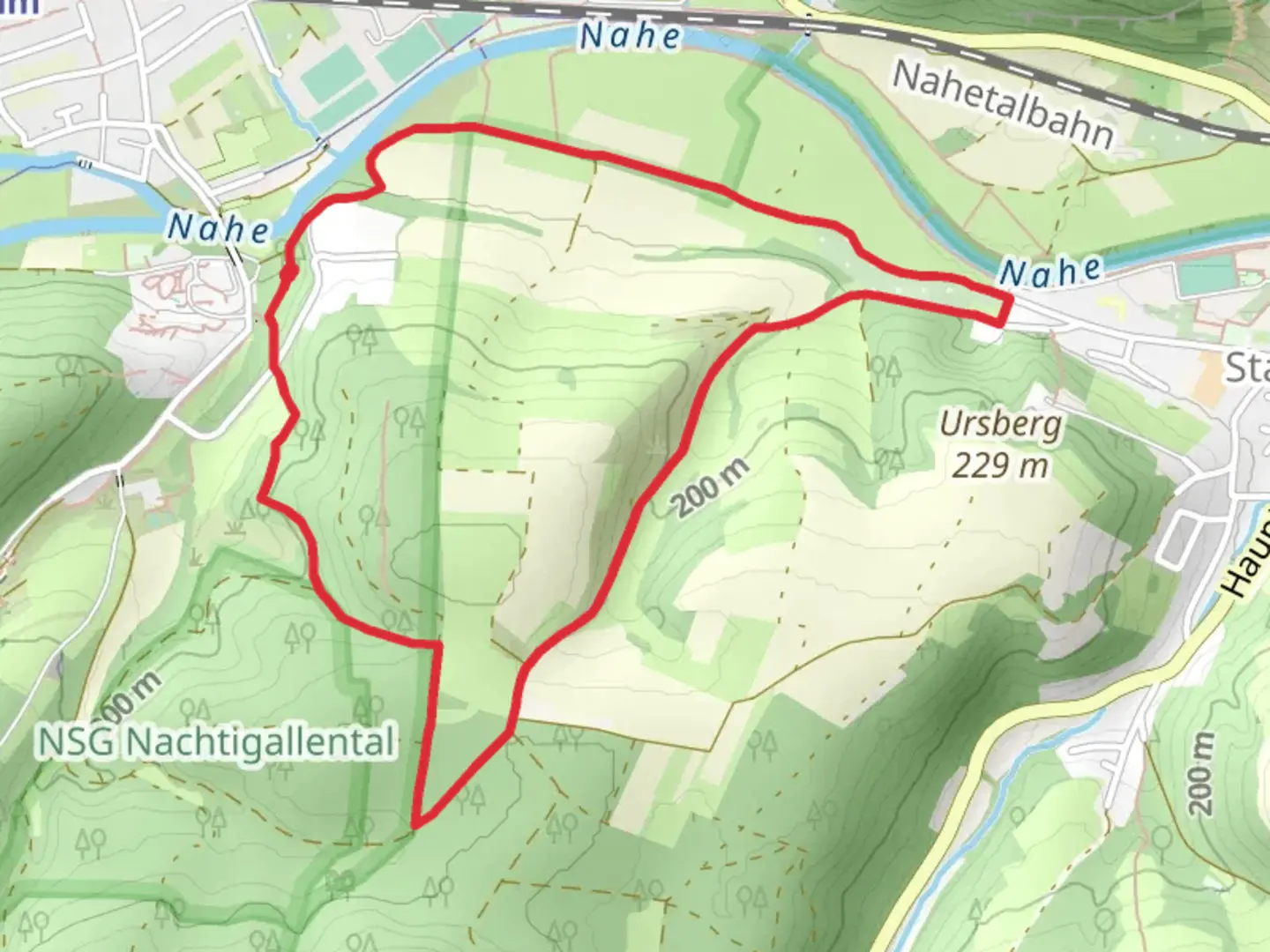 An image depicting the trail Pfarrwald Loop and its surrounding area.
