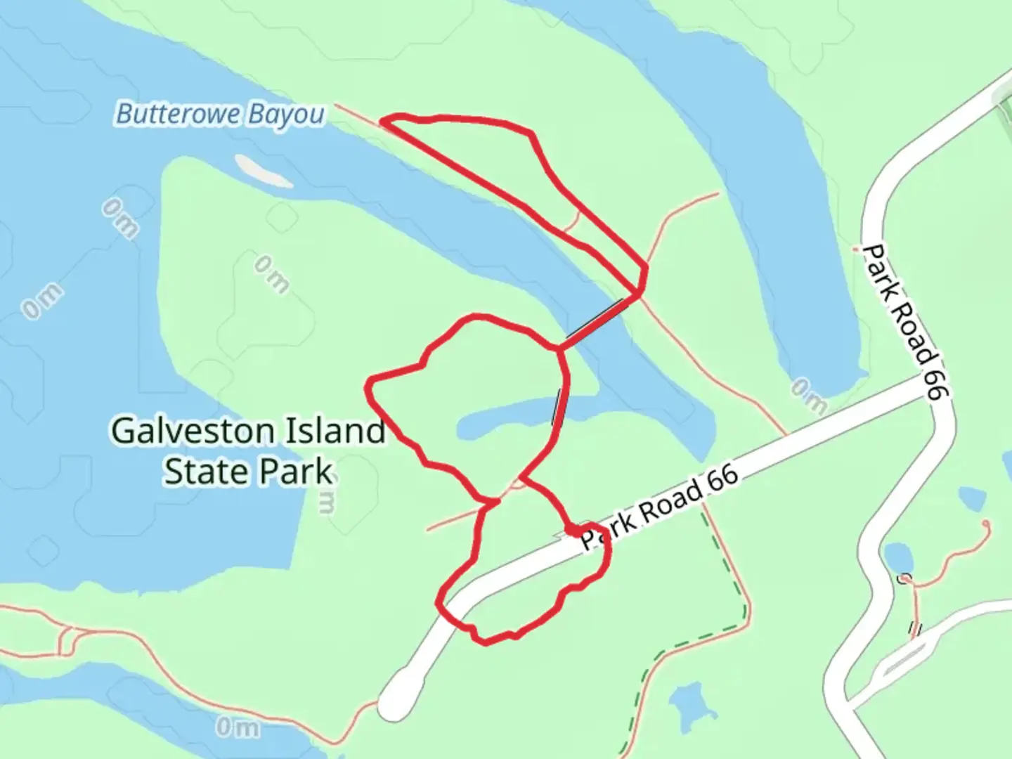 An image depicting the trail Galveston Island State Park - Heron's Walk Trail and its surrounding area.