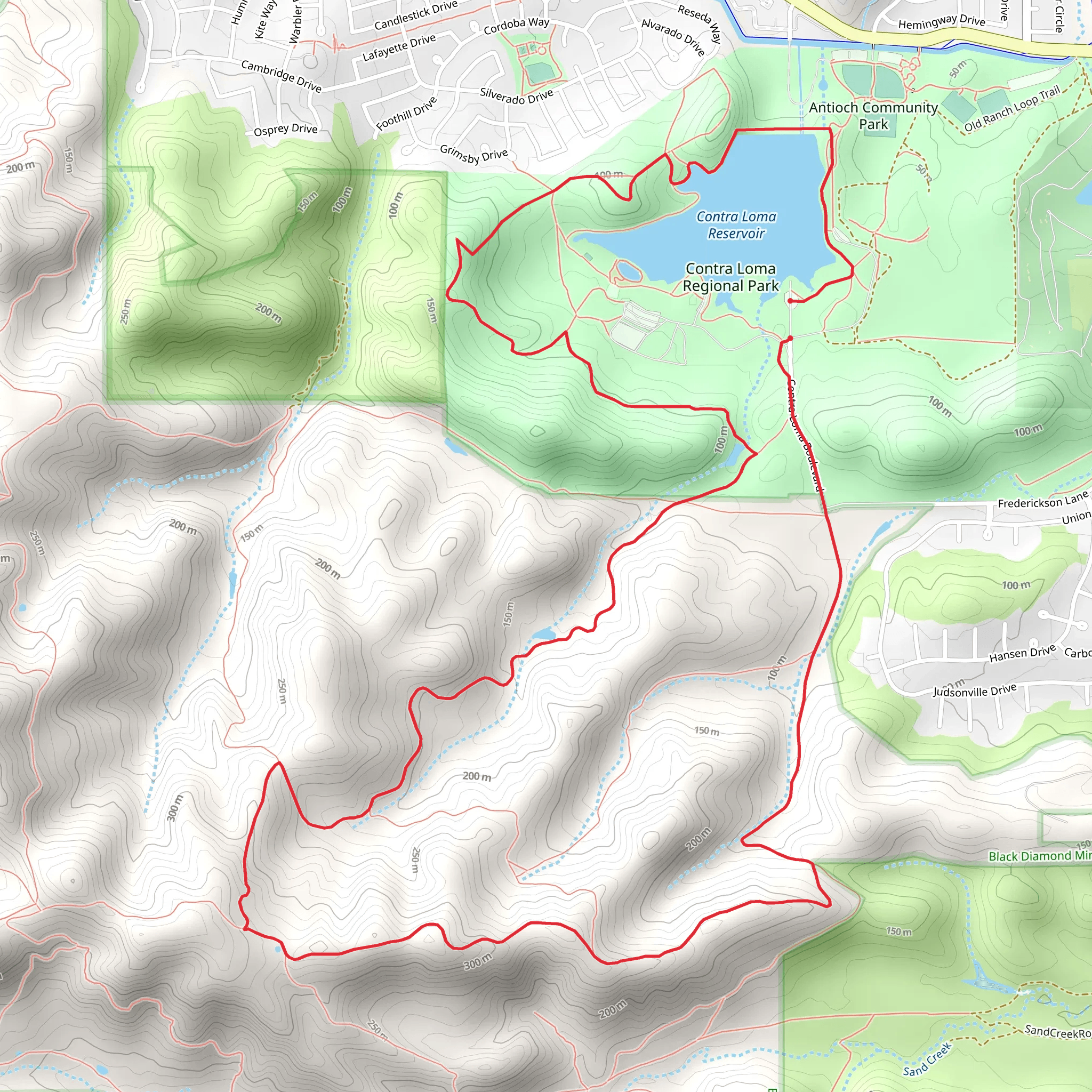Contra Loma Reservoir and Ridge Loop Trail mobile static map