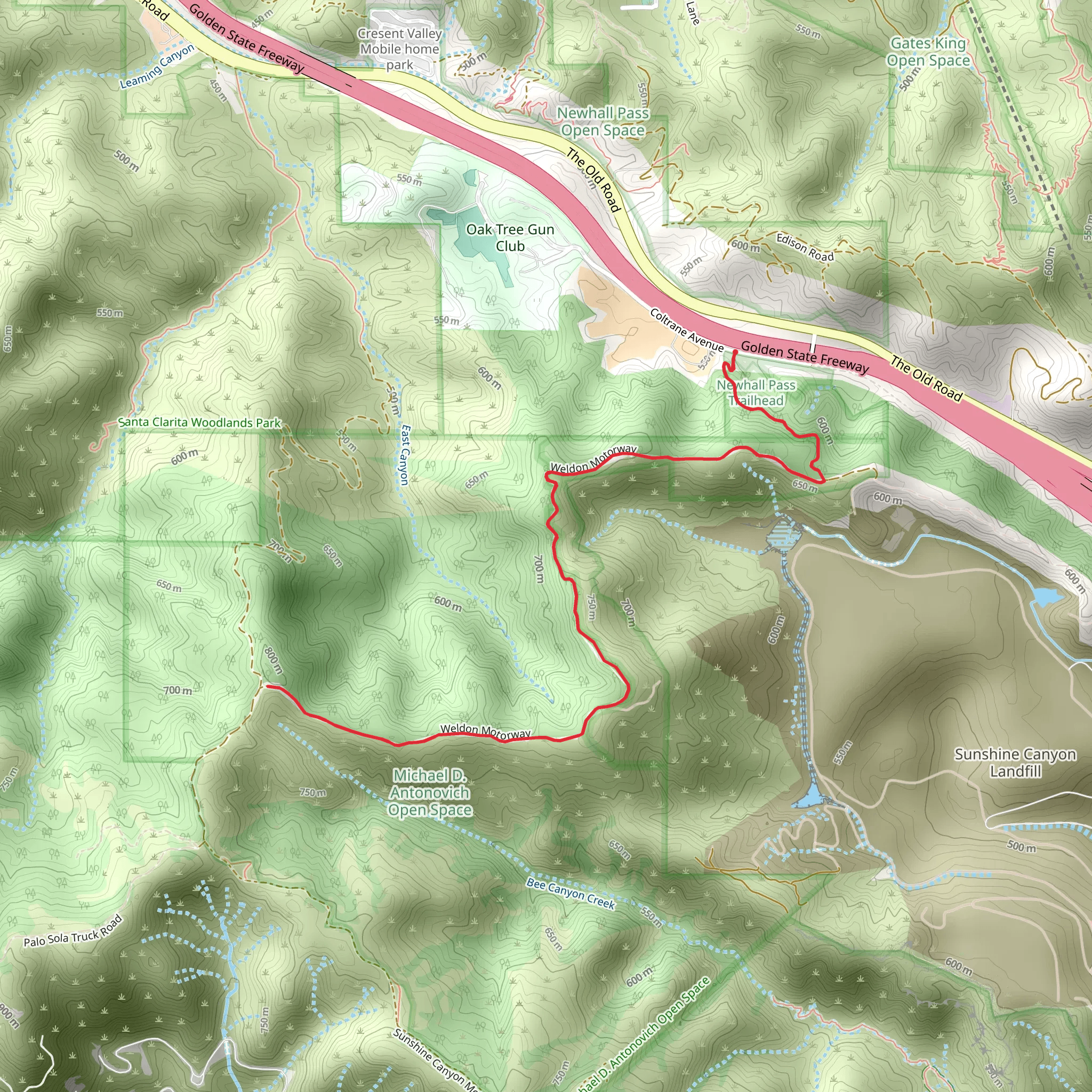 Weldon Canyon Motorway mobile static map