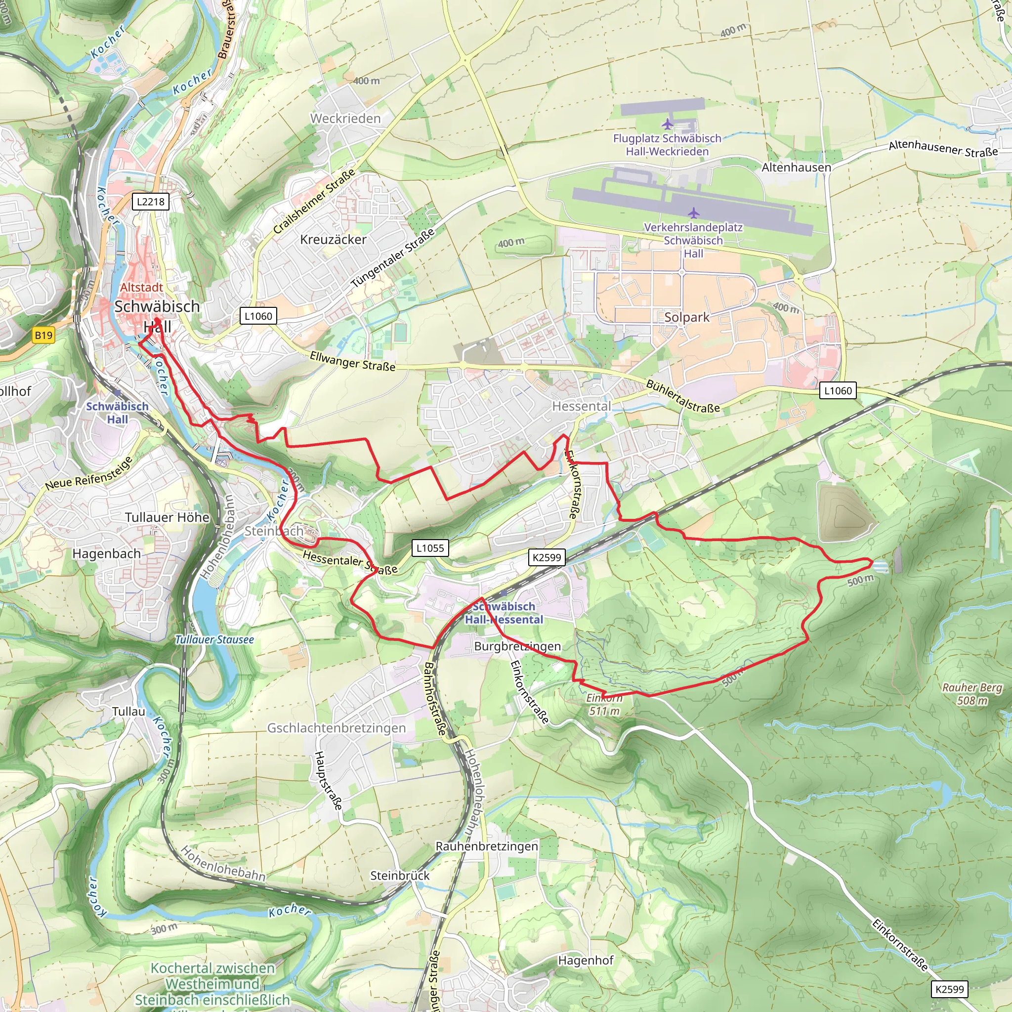Kocher via Schwaebisch Hall mobile static map