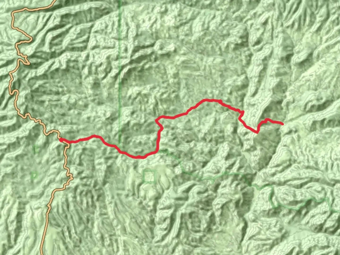 An image depicting the trail Hu Bar Trail via Bearpen Creek and its surrounding area.