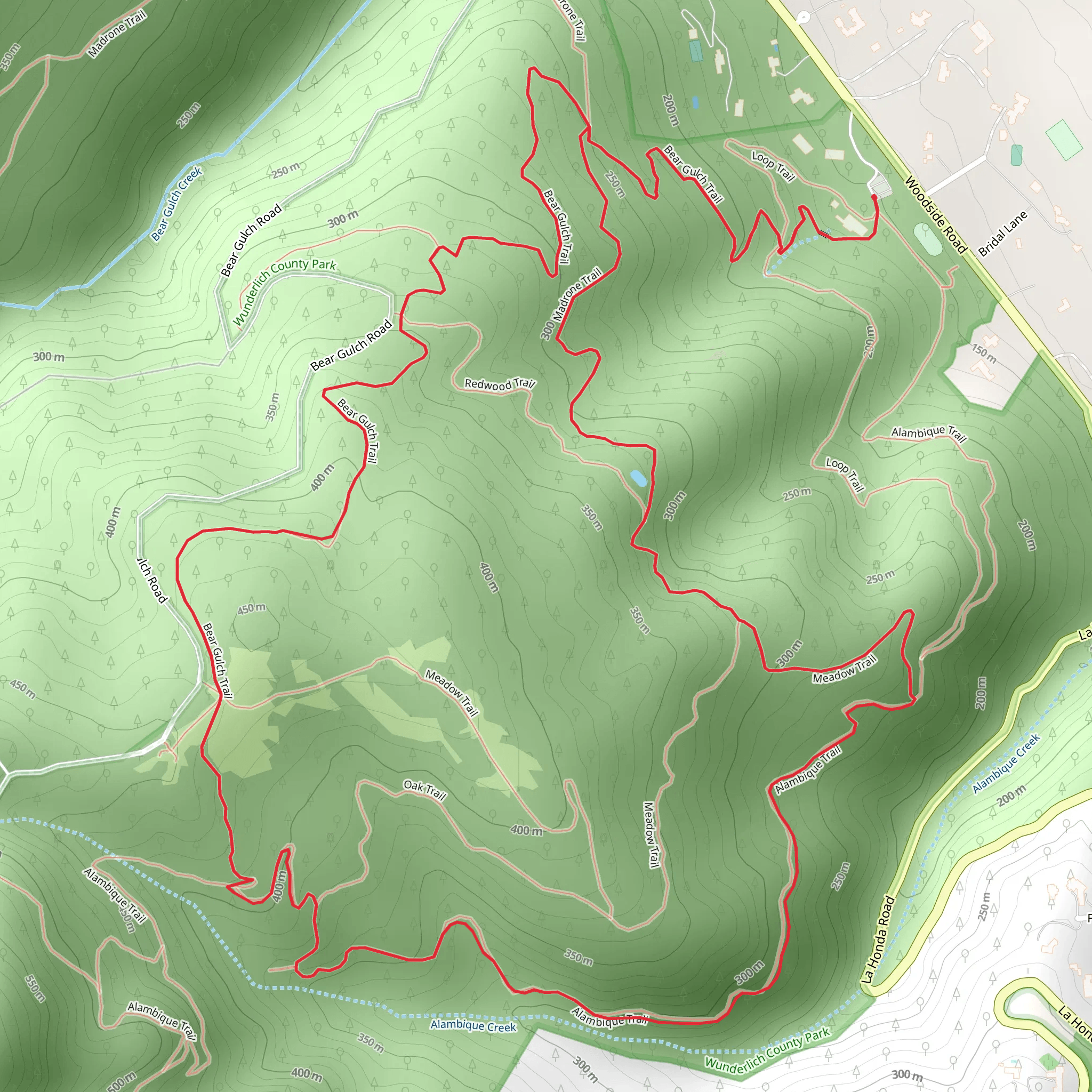 Bear Gulch - Alambique - Meadow Loop Trail mobile static map