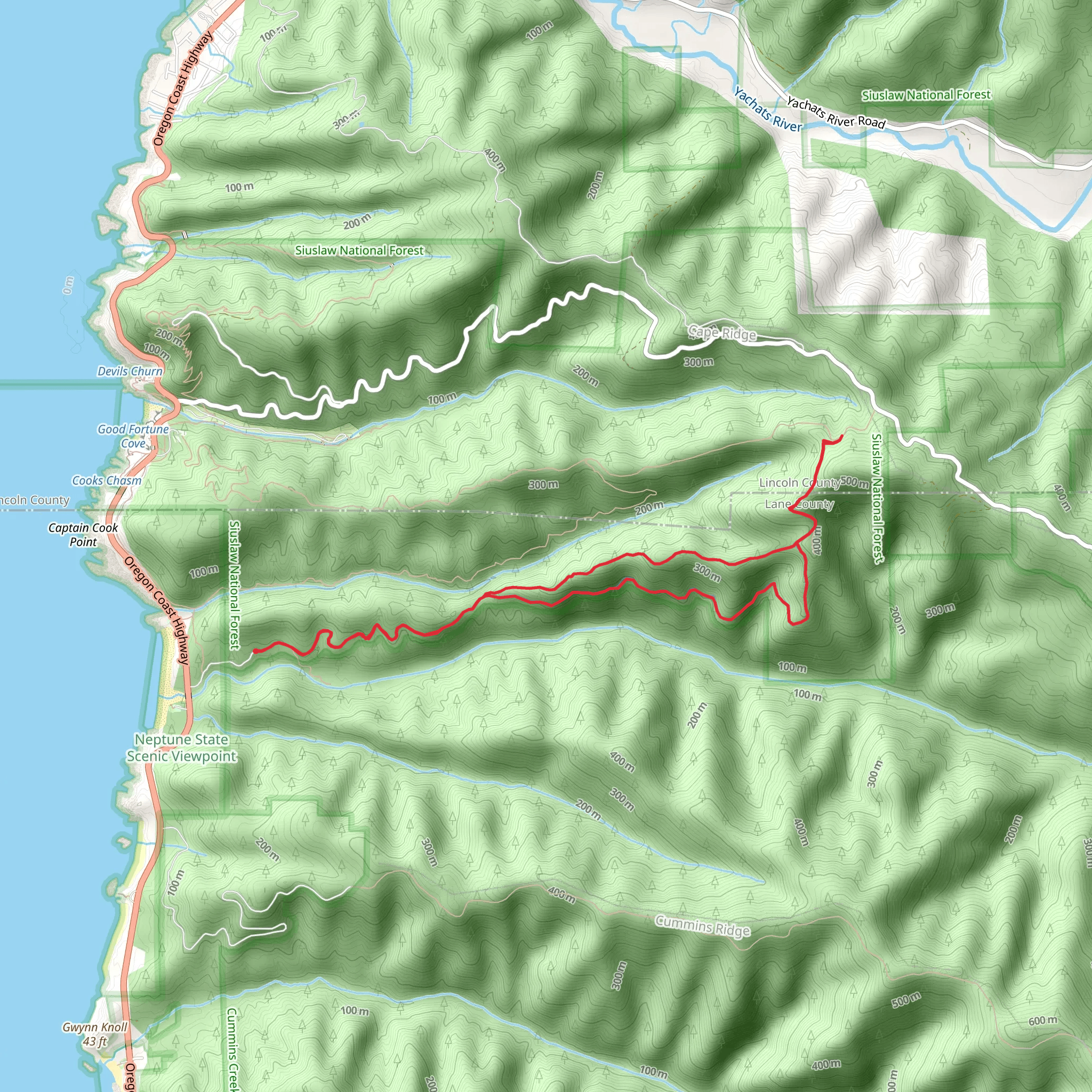 Cummins Creek Loop Trail mobile static map