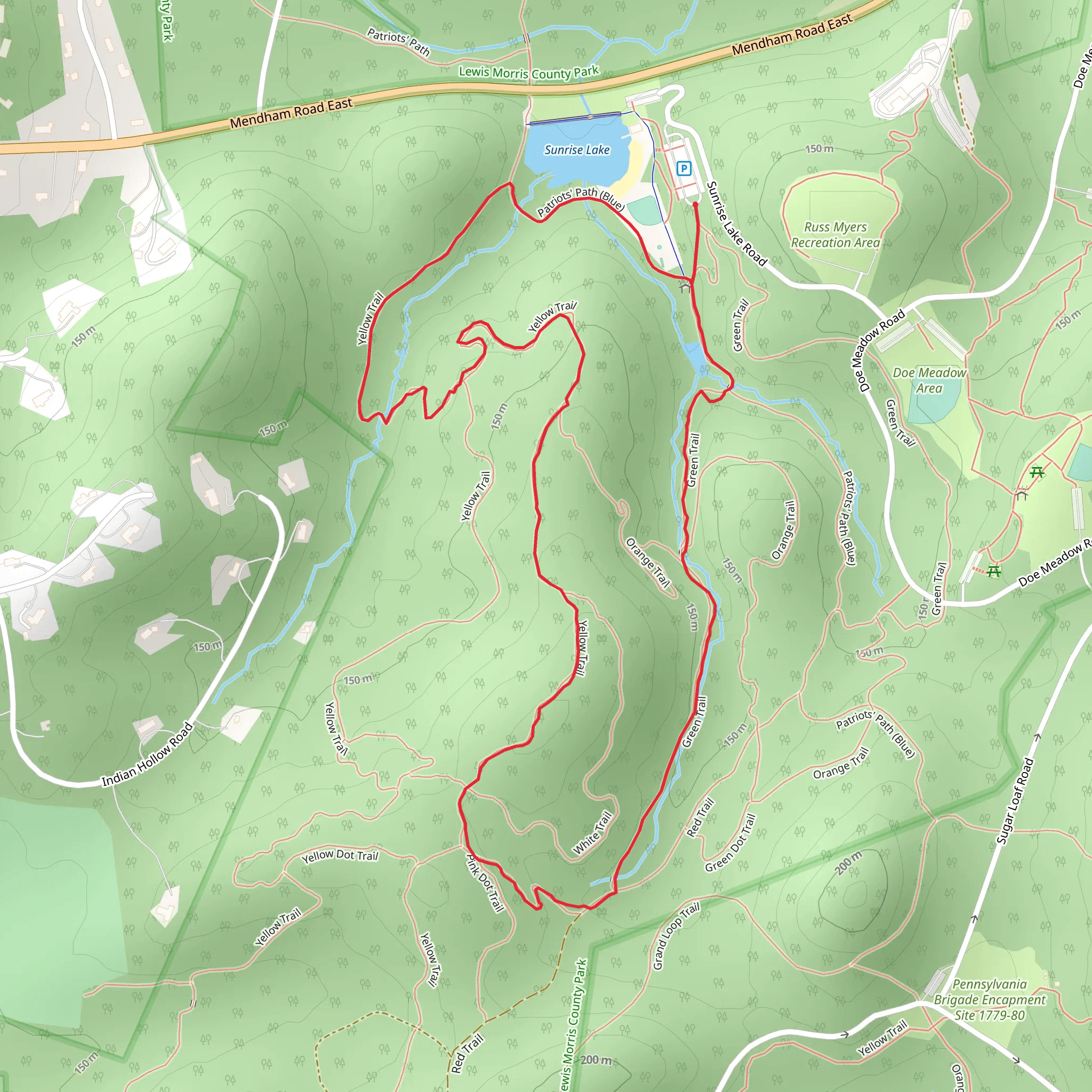Sunrise Lake - Patriots' Path mobile static map