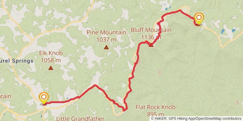 Mountains-to-Sea Trail stage 33 Map