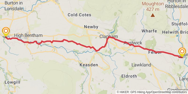 Lancaster to Ulleskelf Walk stage 2 Map