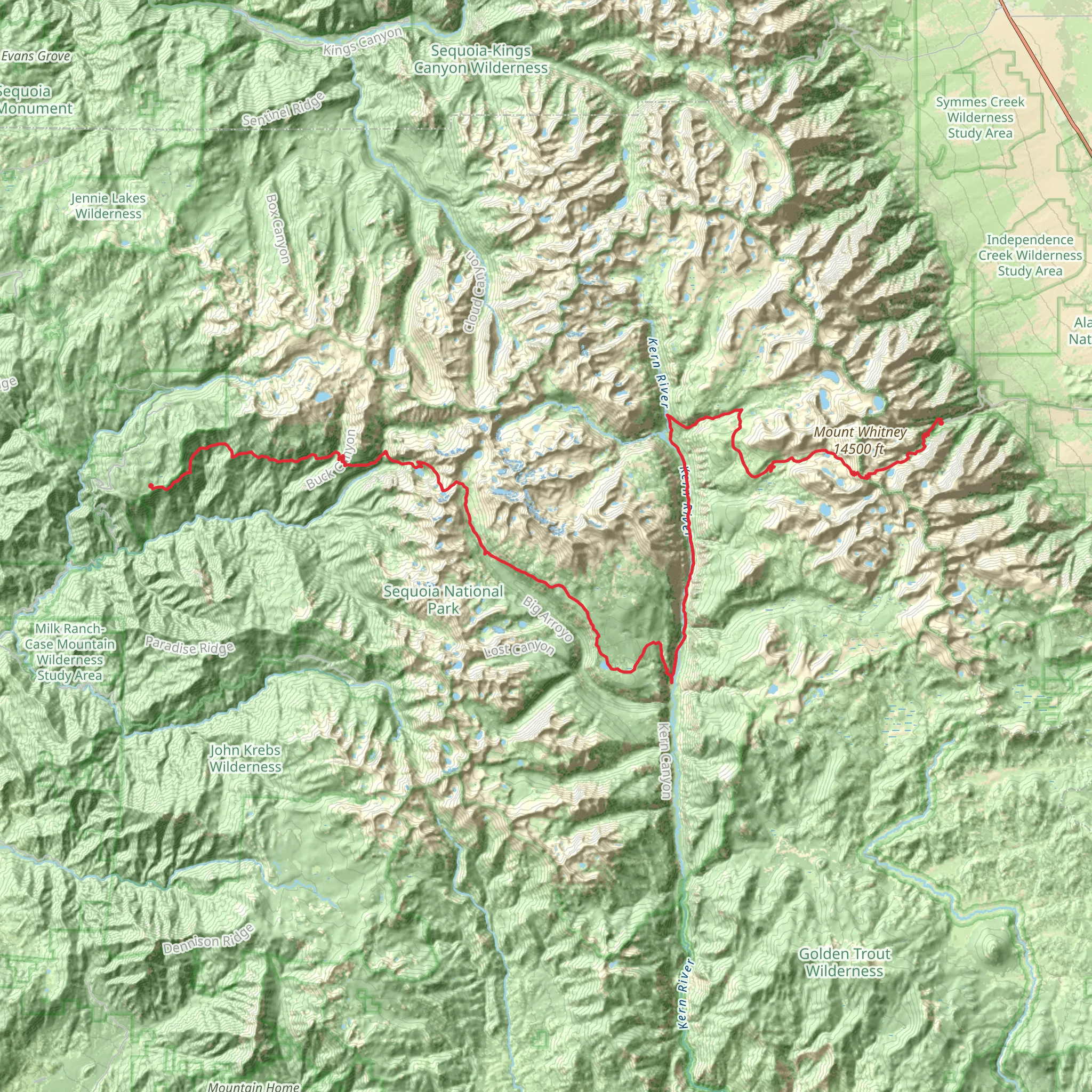 High Sierra Trail mobile static map