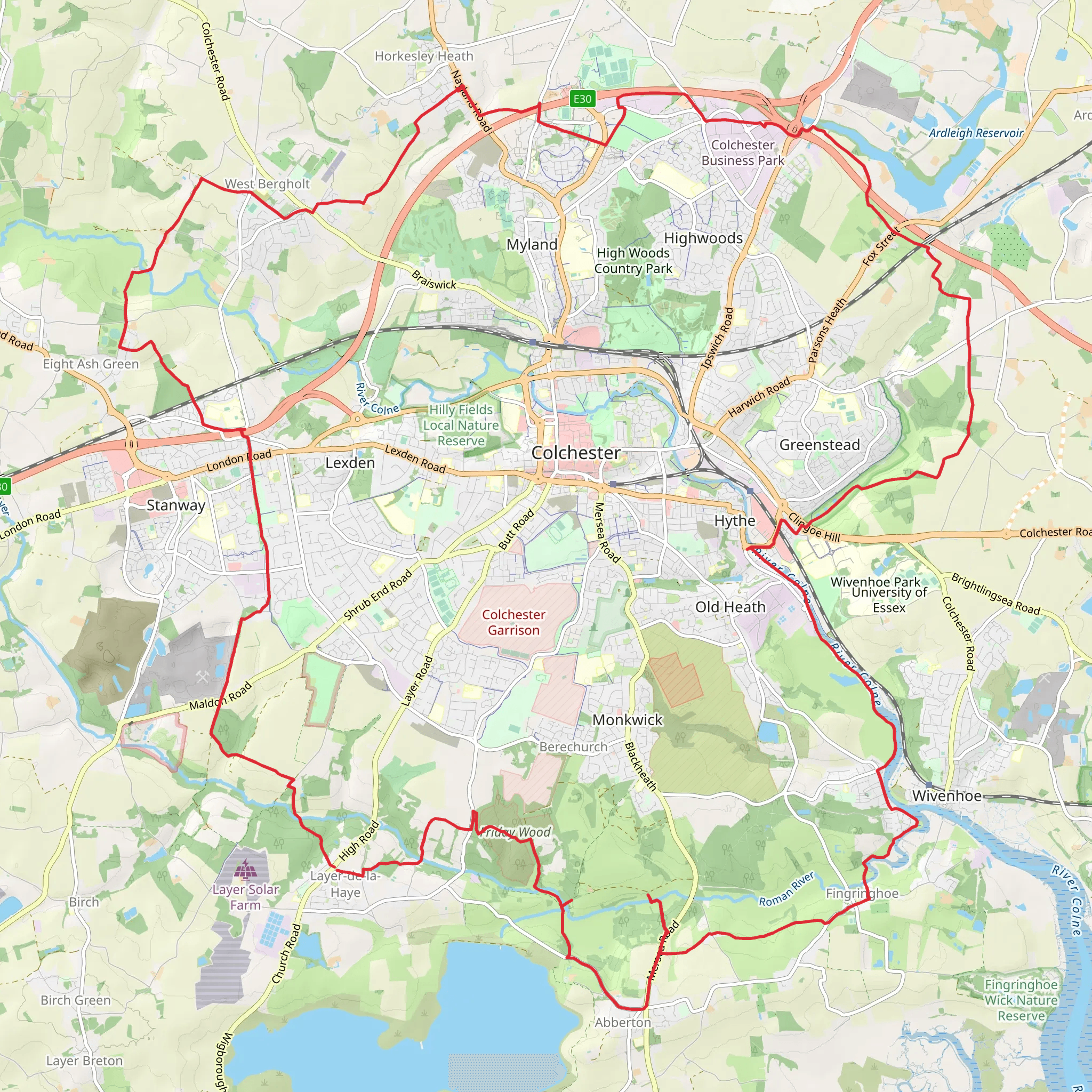 Camuplodunum Loop from Horkesley Heath mobile static map