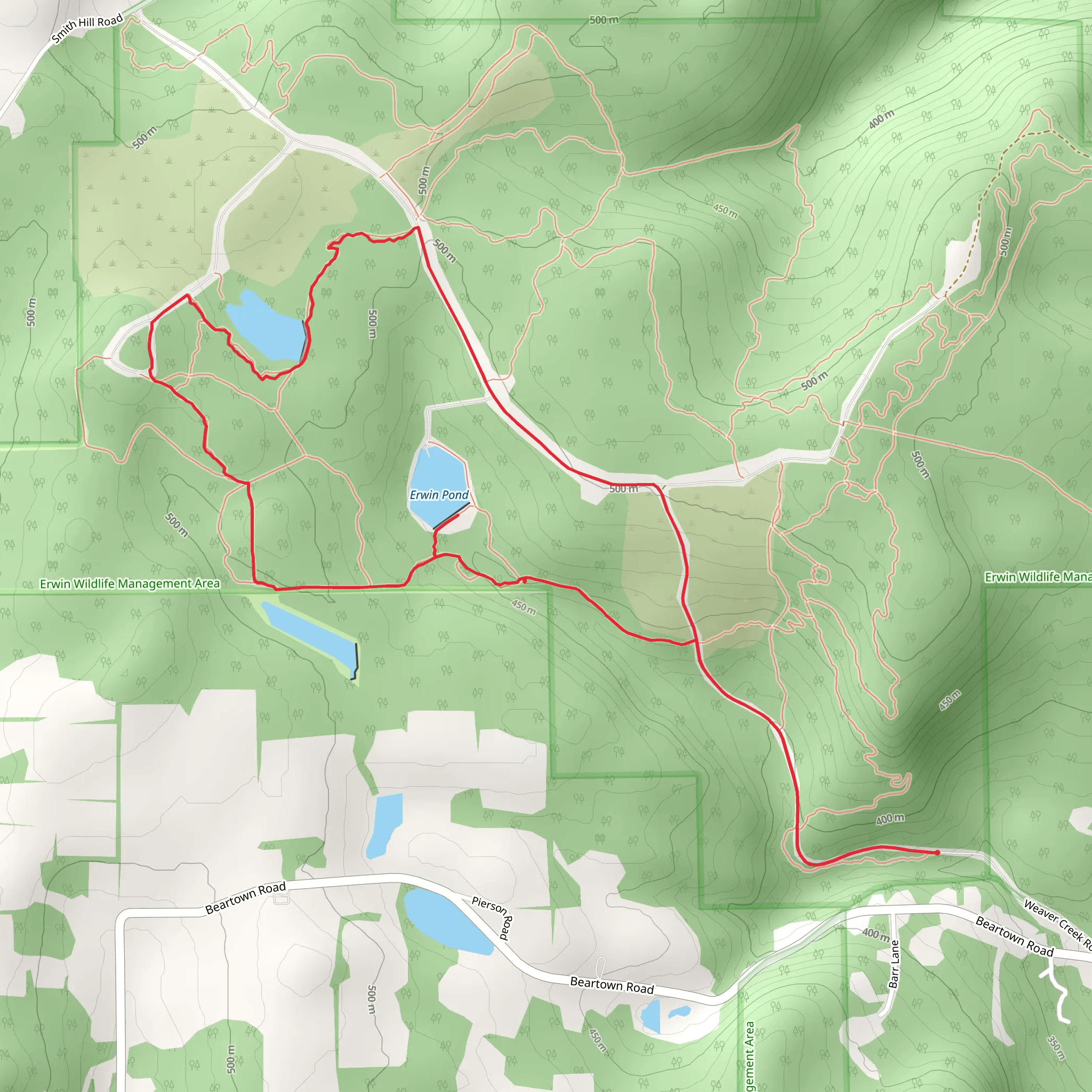 Erwin Pond Loop mobile static map