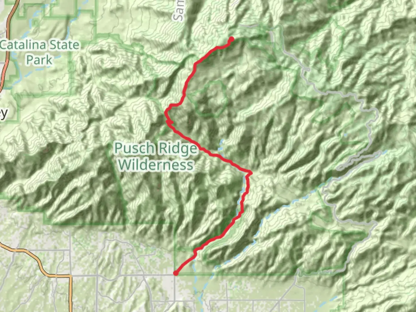 An image depicting the trail Arizona Trail and North Upper Sabino Canyon Road Walk and its surrounding area.
