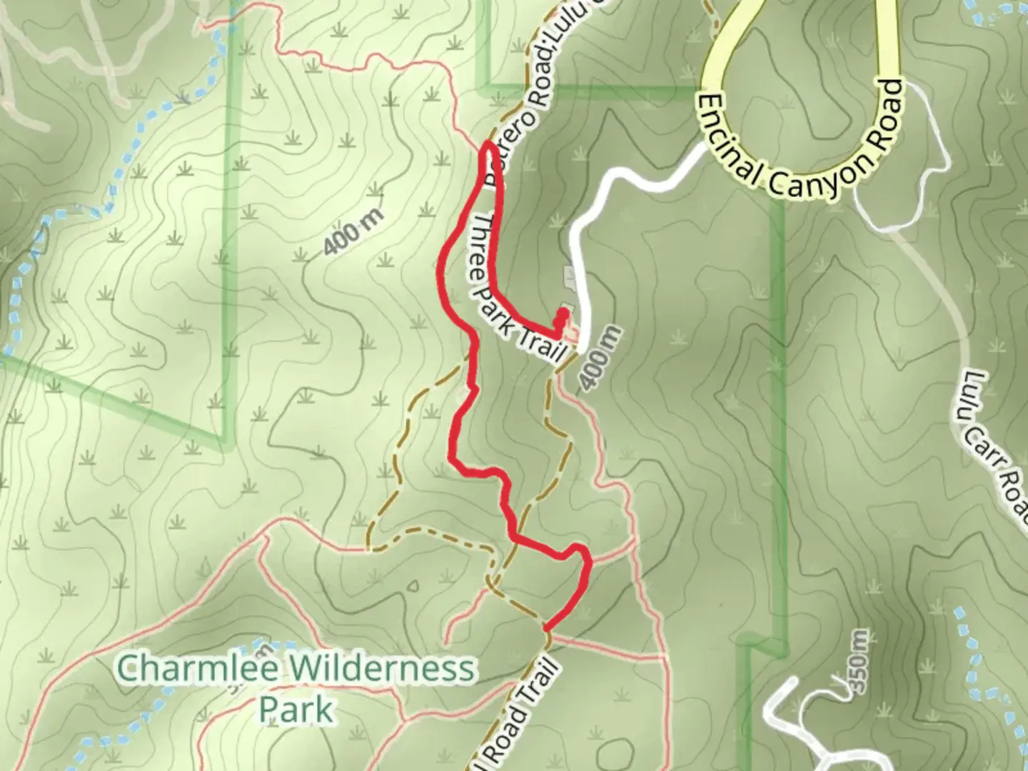 An image depicting the trail Russell Trail via Carmichael Road Trail and its surrounding area.