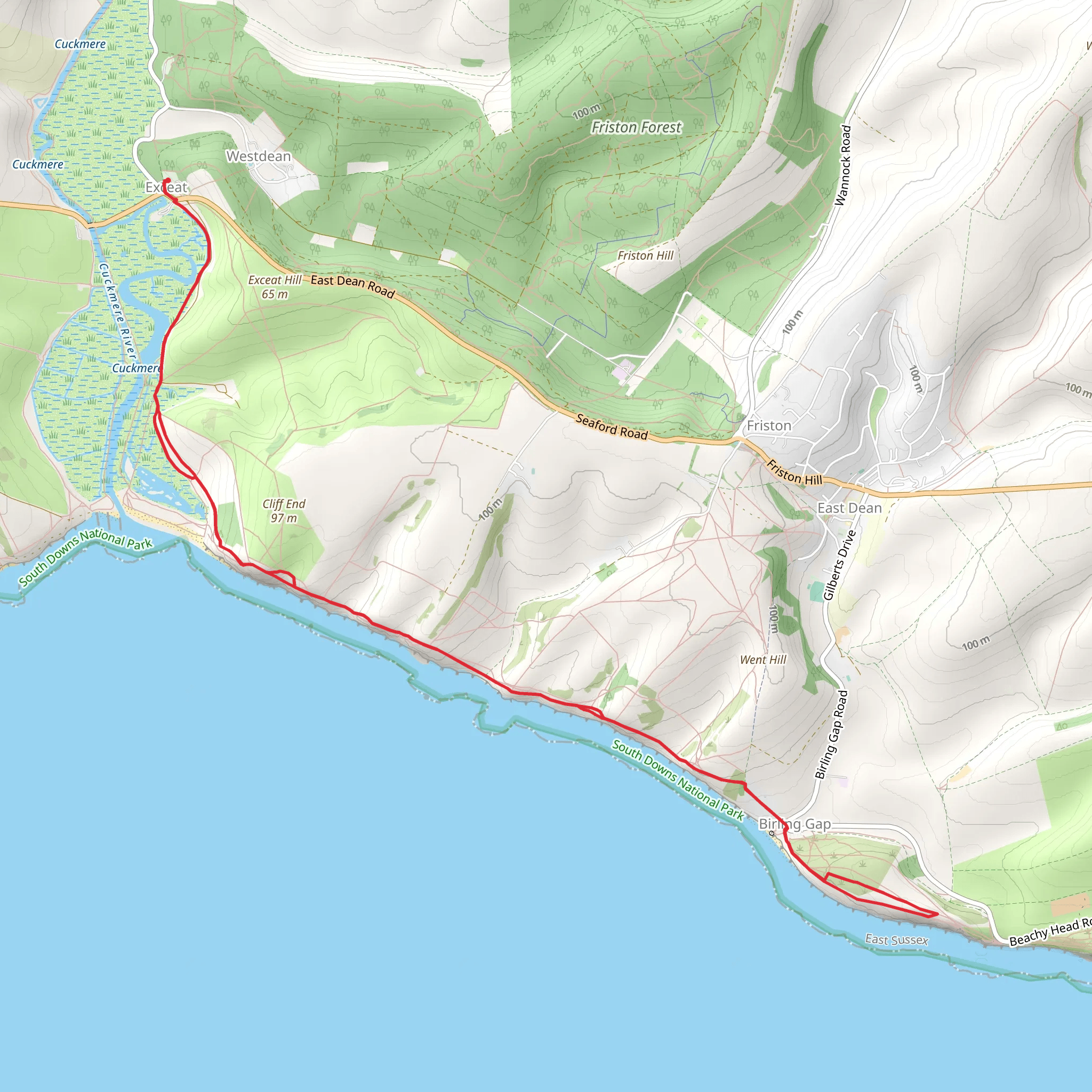 Belle Tout and Flagstaff Point via England Coast Path mobile static map