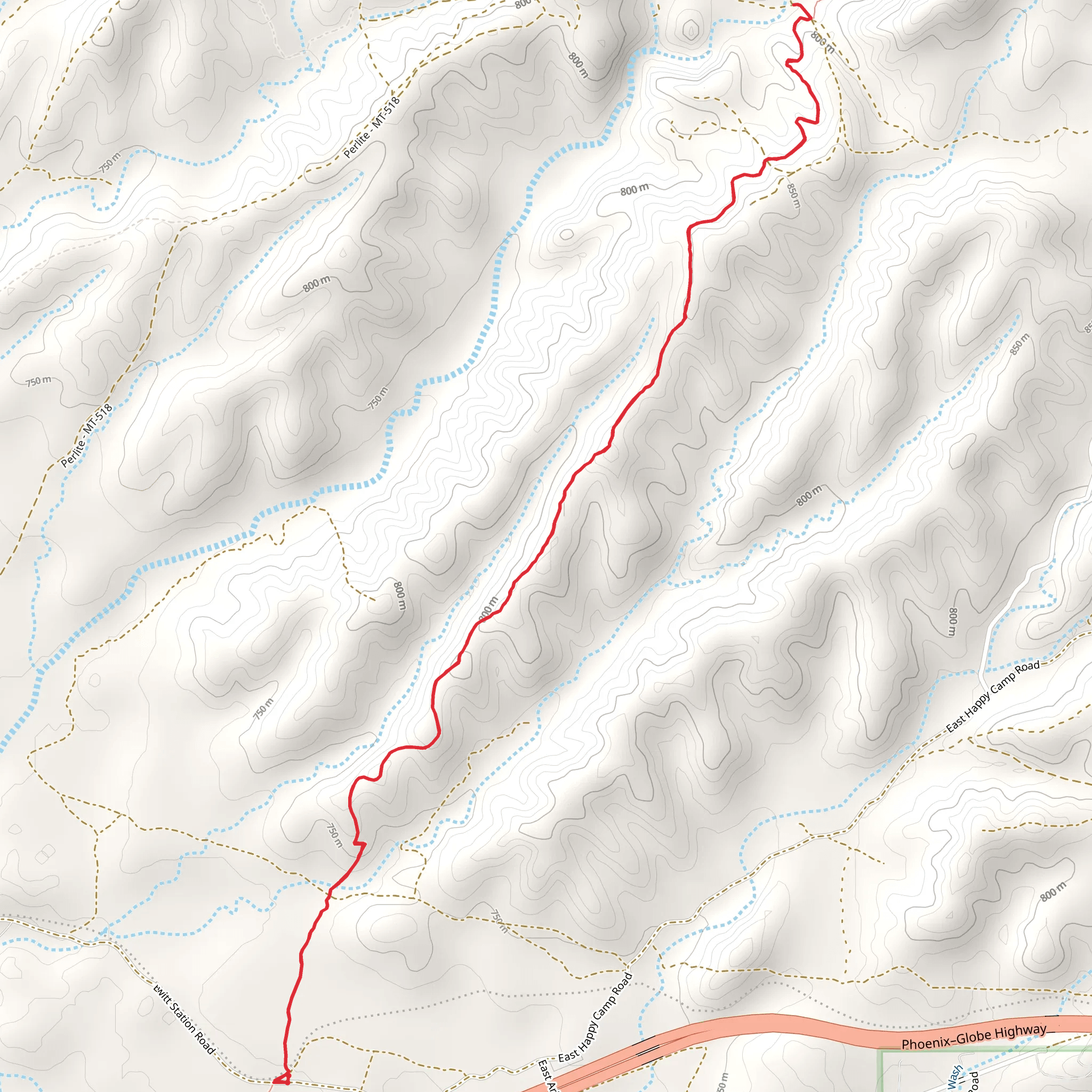 Whitford Canyon via Arizona Trail mobile static map