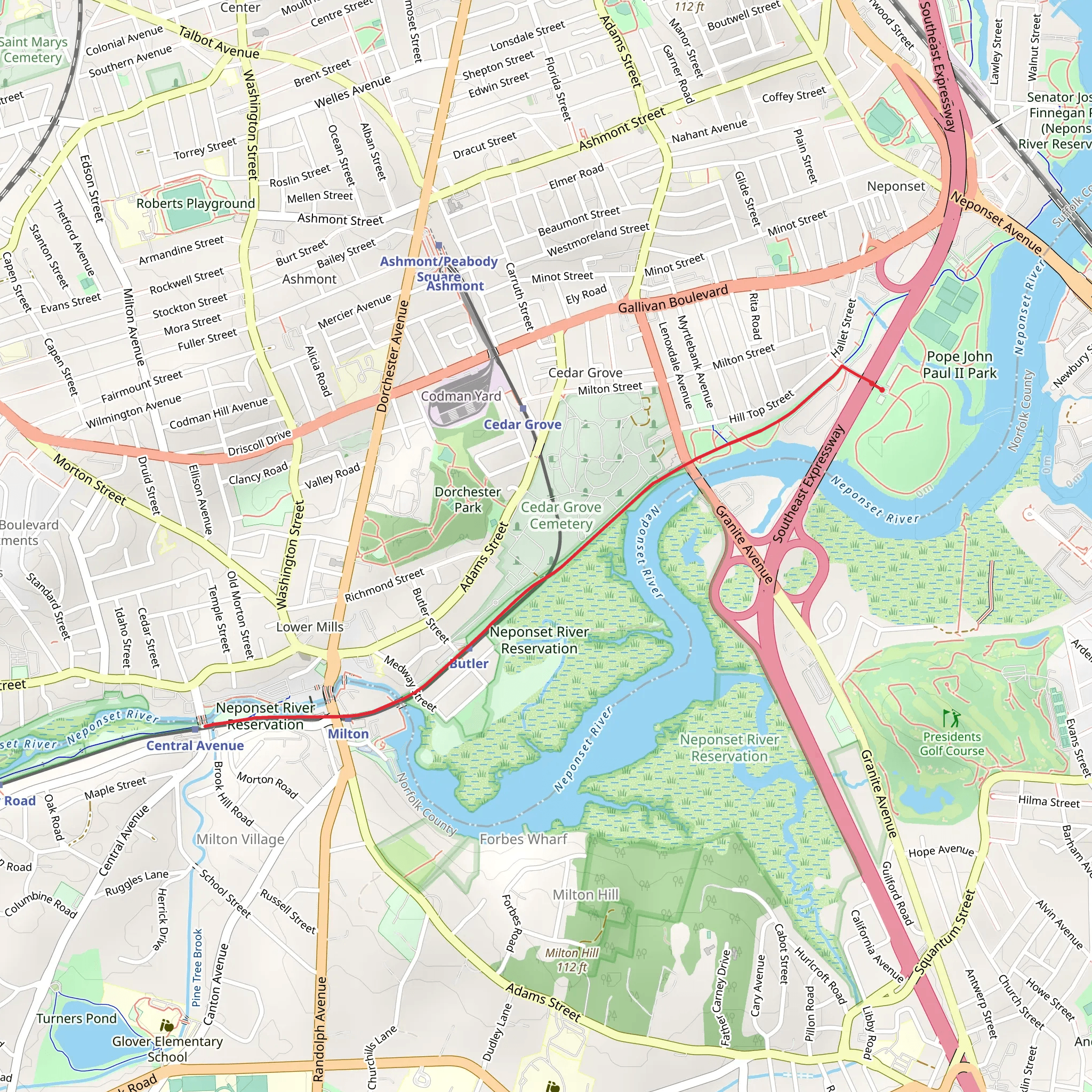 Neponset River Greenway mobile static map