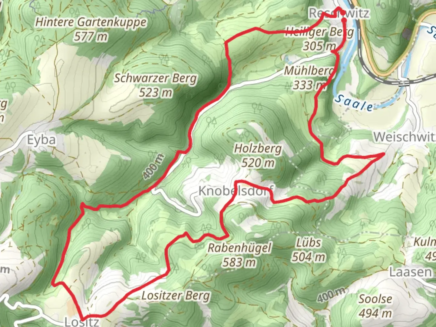 An image depicting the trail Bienen und Naturlehrpfad and its surrounding area.