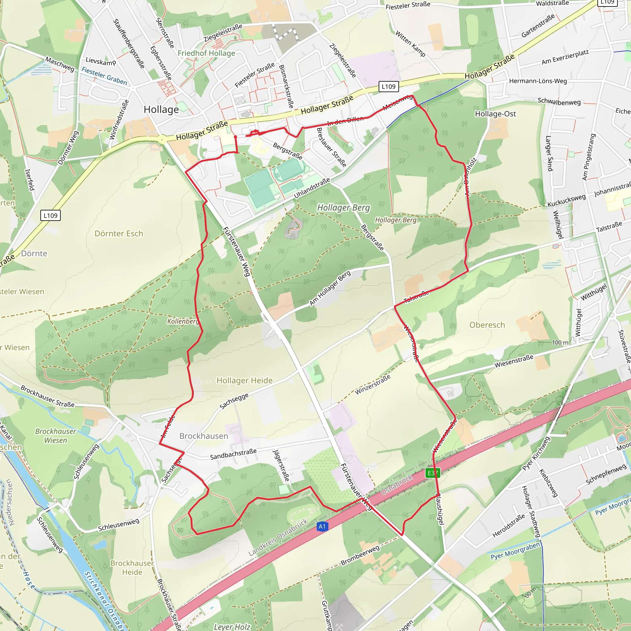 Hollager Rundwanderweg mobile static map