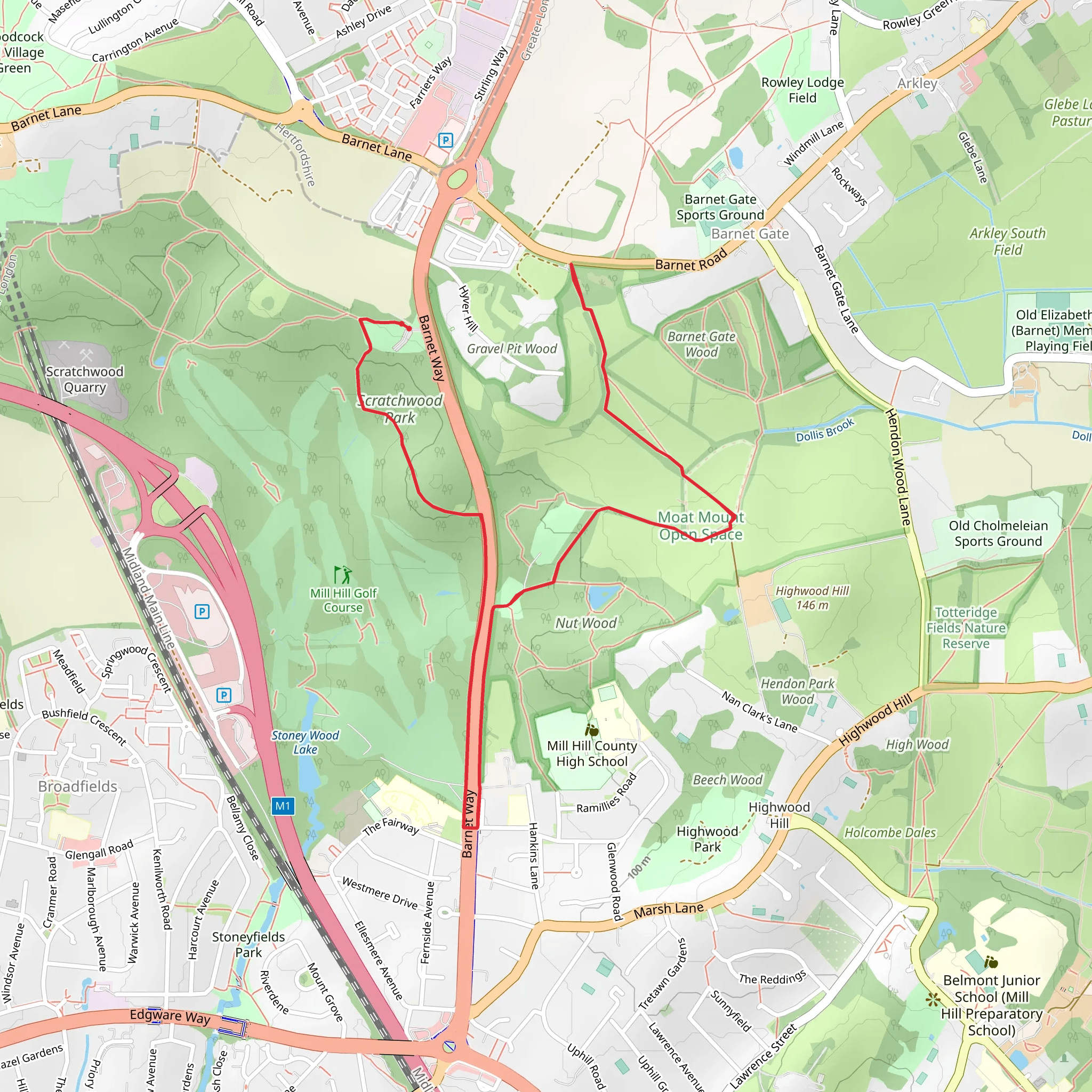 Scratchwood and Moat Mount Open Space mobile static map