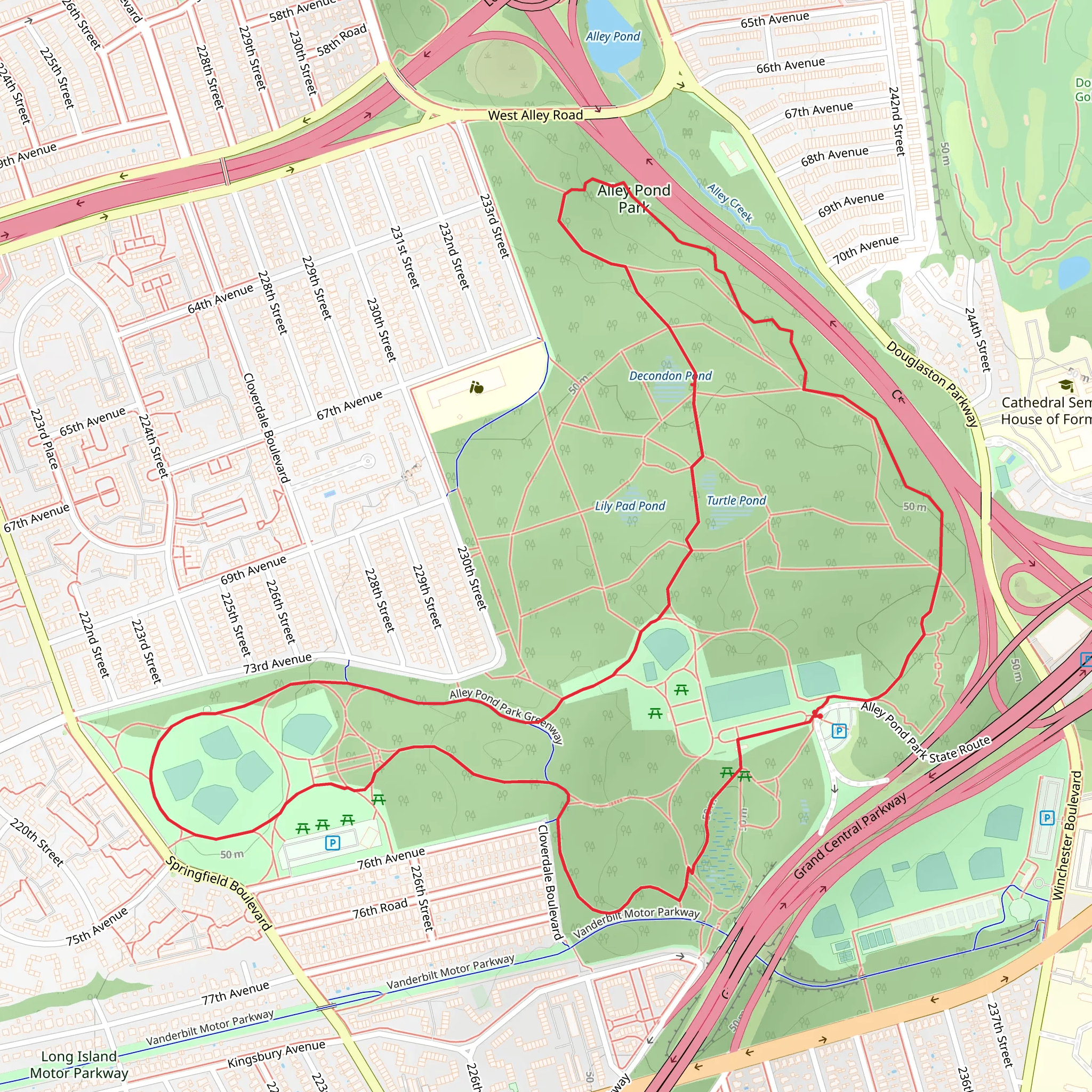Alley Pond Park Trail Loop mobile static map