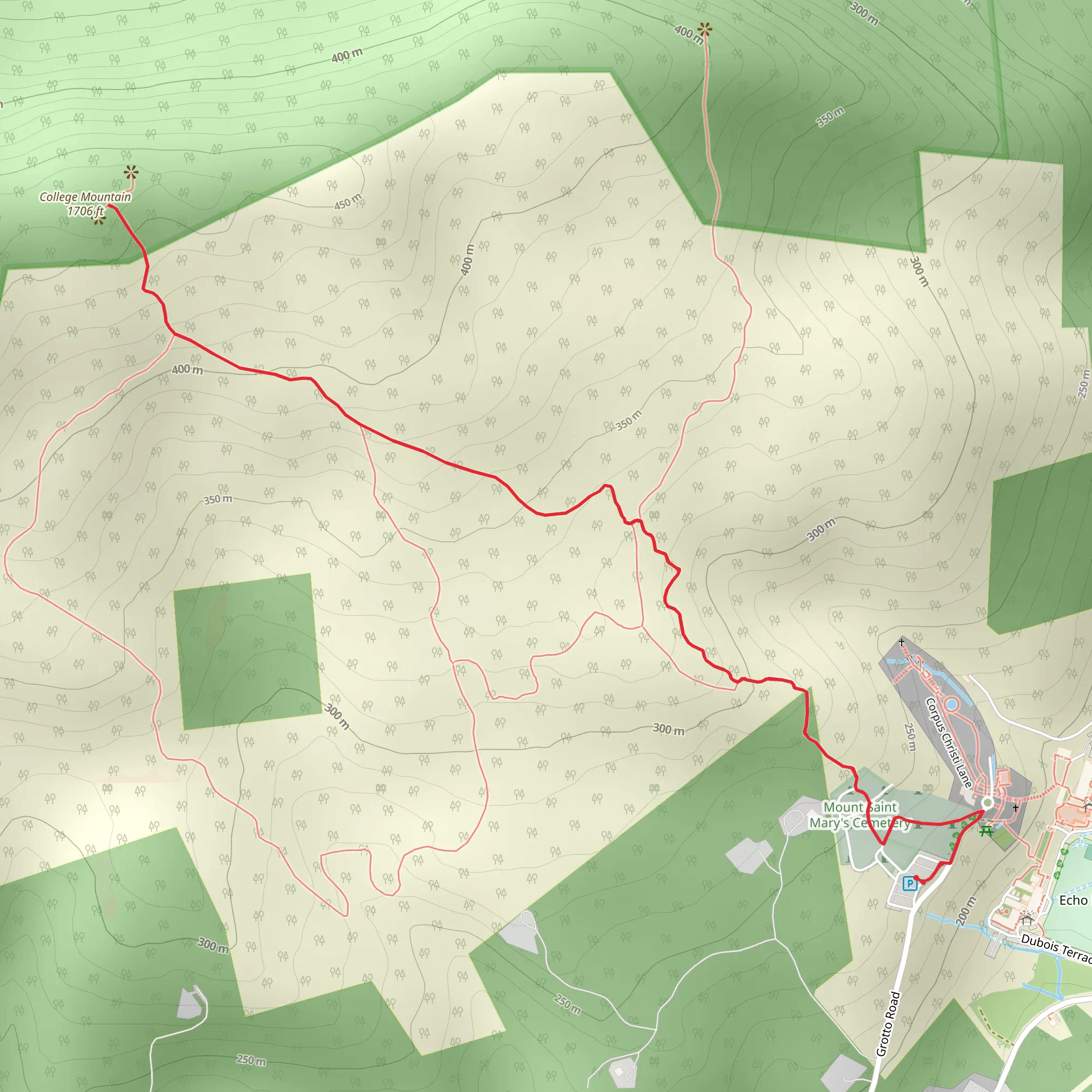 College Mountain via Mount Saint Mary's Cemetery mobile static map