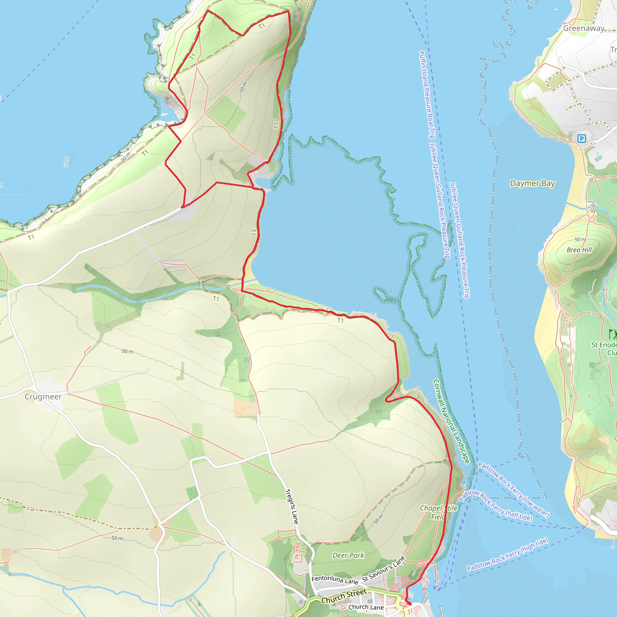 Harbour Cove and Hawker's Cove via SWCP mobile static map